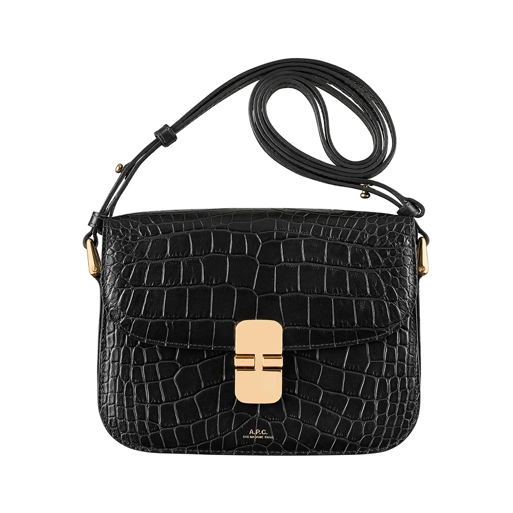 A.P.C Grace Small Embossed Crocodile Leather Motif Shoulder Bag Bottle
