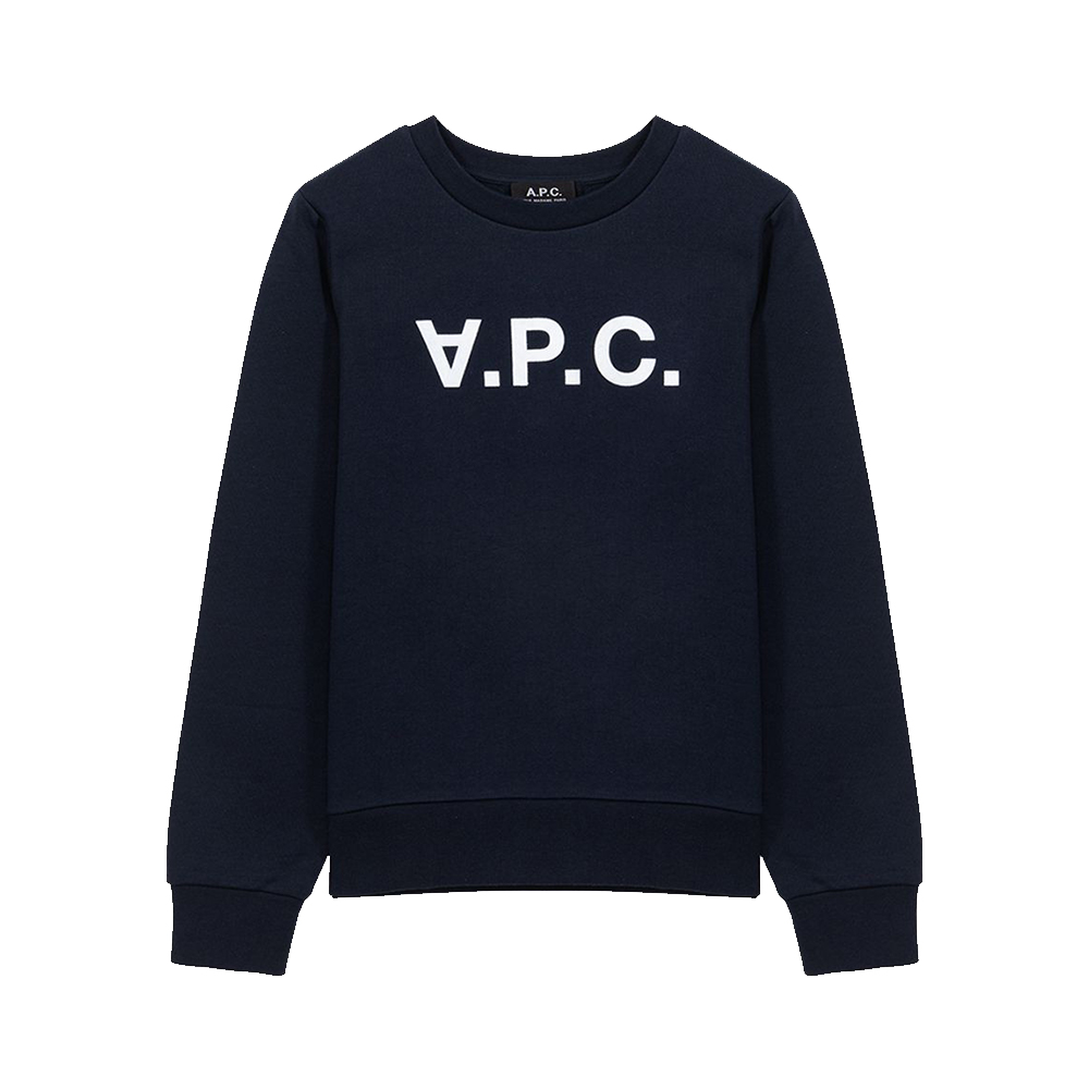 【送料&関税込】A.P.C. Viva Logo Sweatshirt A.P.C Viva Logo Print Fleece Sweatshirt Navy – voilà.id