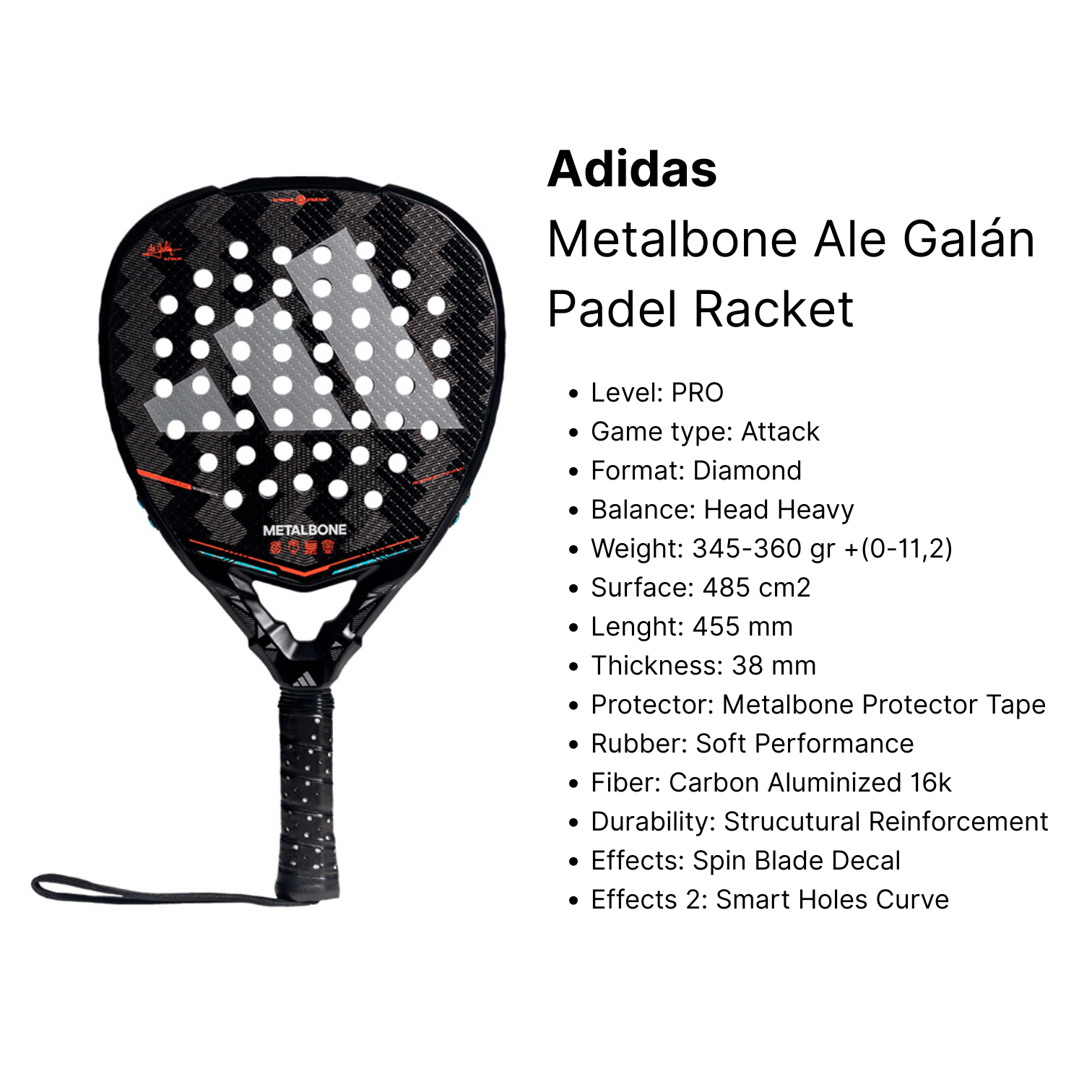 Adidas Metalbone Ale Galán Padel Racket Black – voilà.id