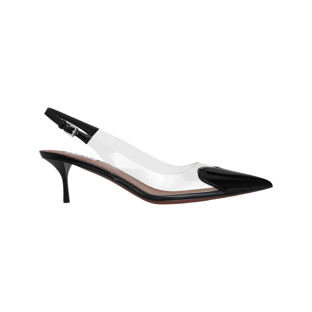 VIP【関税送料無料】希少 Alaia SLINGBACKS 55 ALAÏA BLACK LE CŒUR FLAT SLINGBACKS IN PATENT CALFSKIN