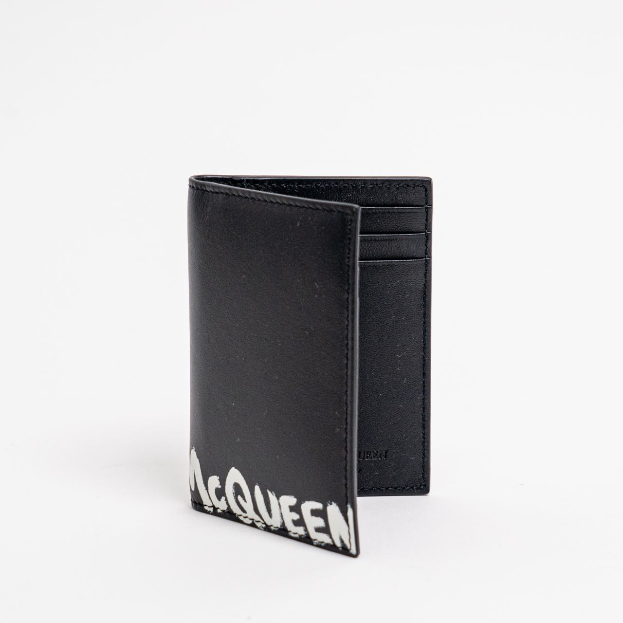 Alexander McQueen Graffiti Vertical Bifold Wallet Black