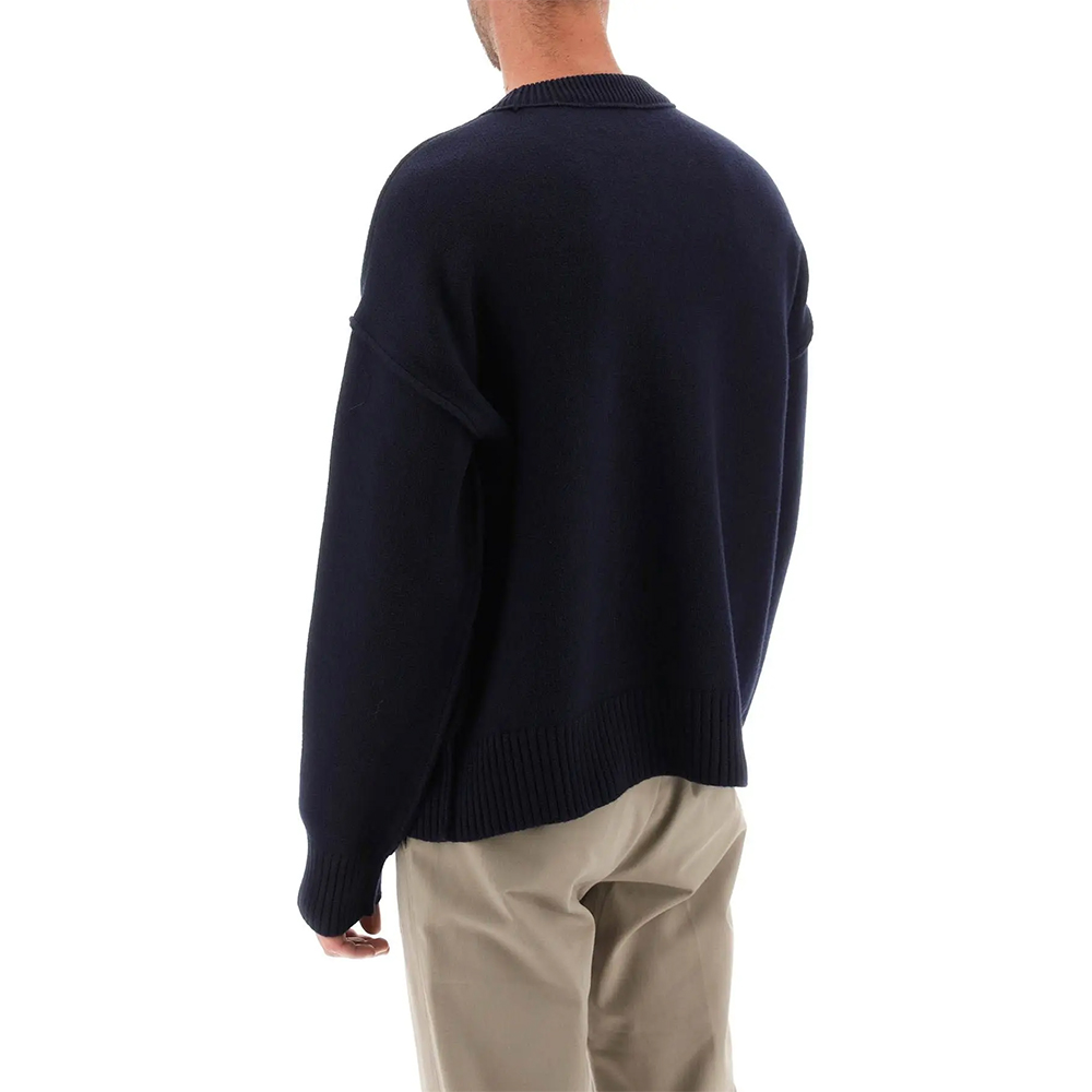 AMI Paris Red Ami De Coeur Felted Merino Wool Crewneck
