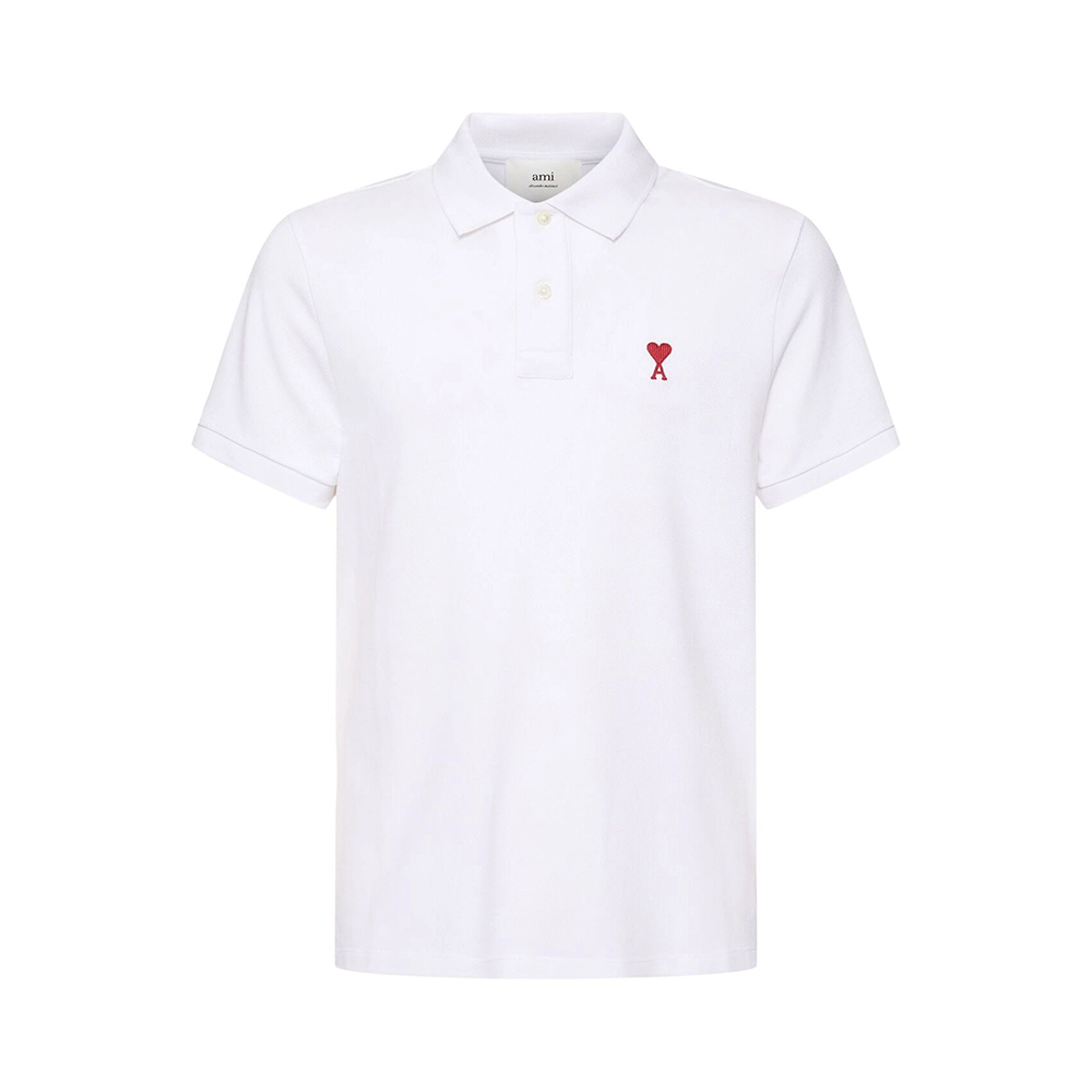 AMI Paris Red Ami De Coeur Polo Shirt White – voilà.id