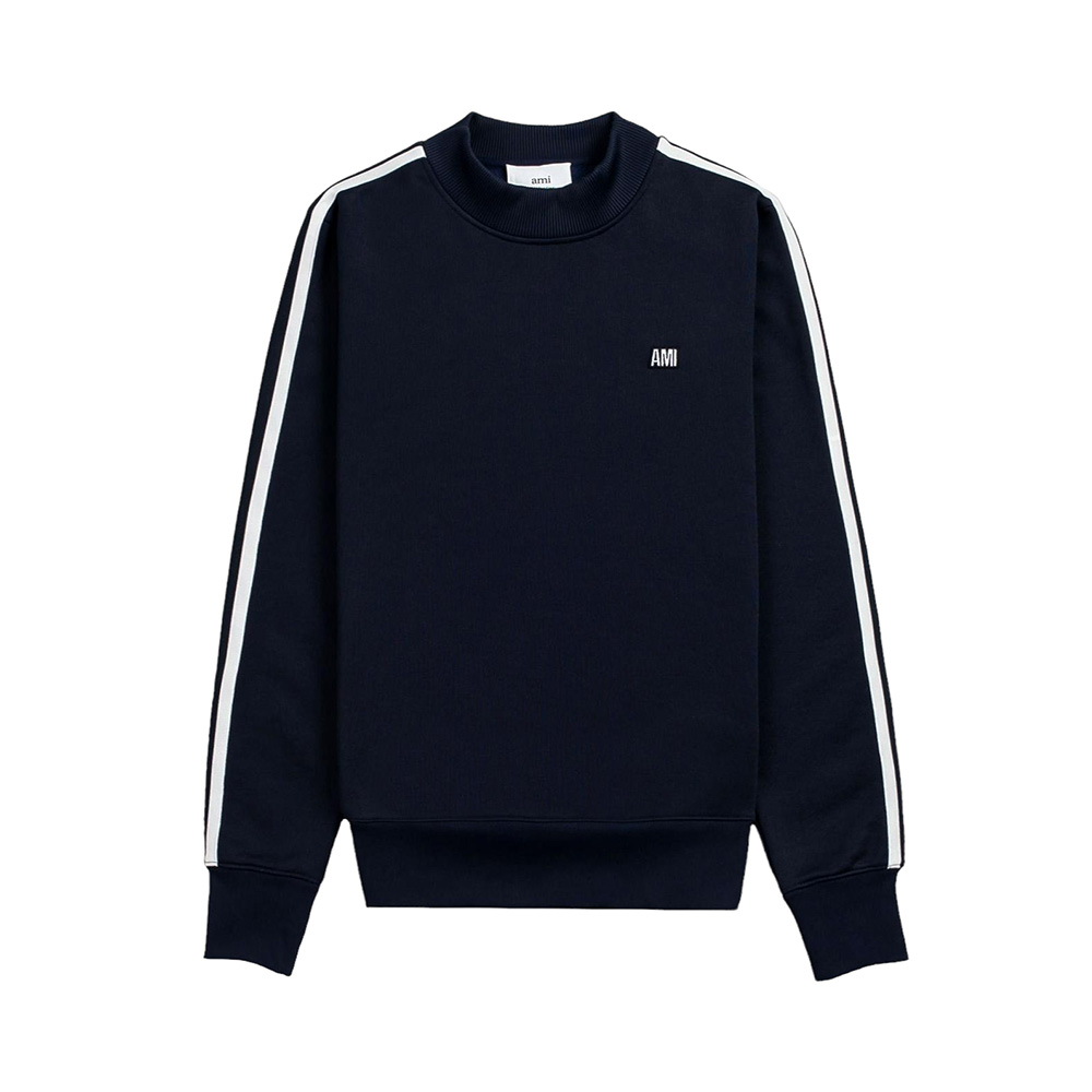AMI Paris Logo Embroidered with Stripe Sleeves Detailed