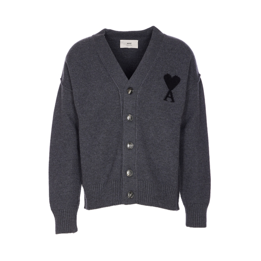 AMI Paris Black De Coeur Cardigan Grey – voilà.id