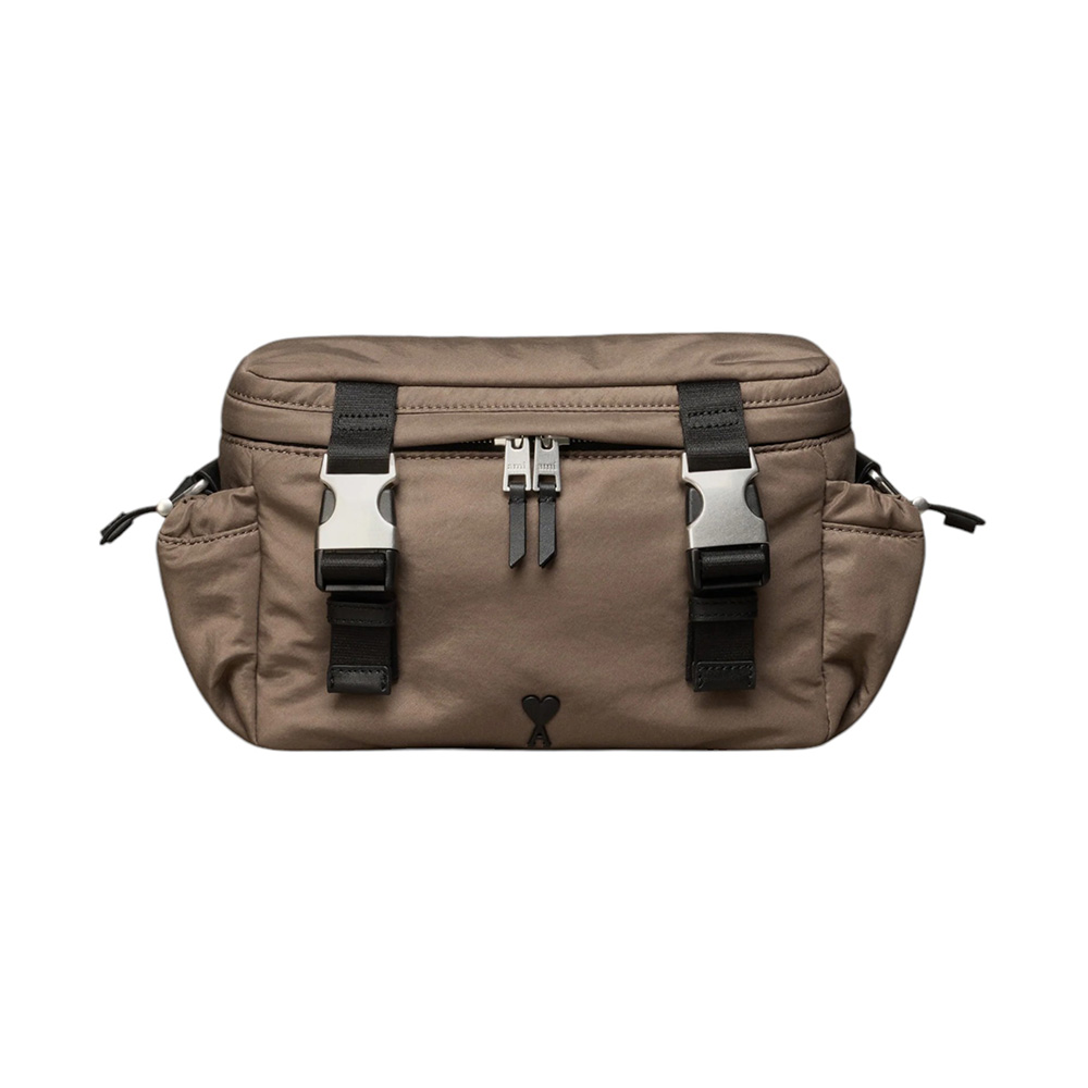 AMI Paris Ami De Couer Padded Nylon Canvas Messenger Bag
