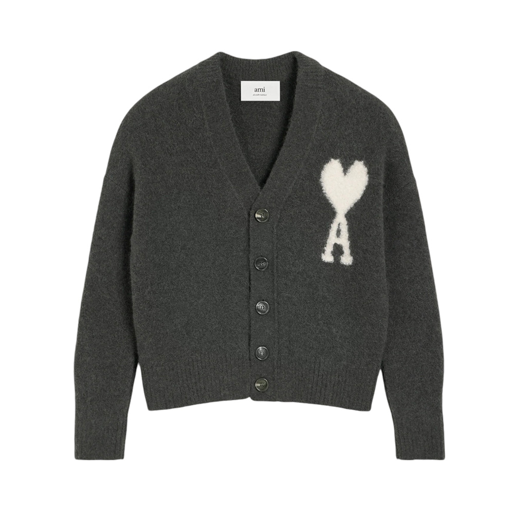 【AMI Paris】Ami de COEUR CLOUDY カーディガン AMI Paris Off White Ami De Coeur Cloudy Wool Cardigan Dark