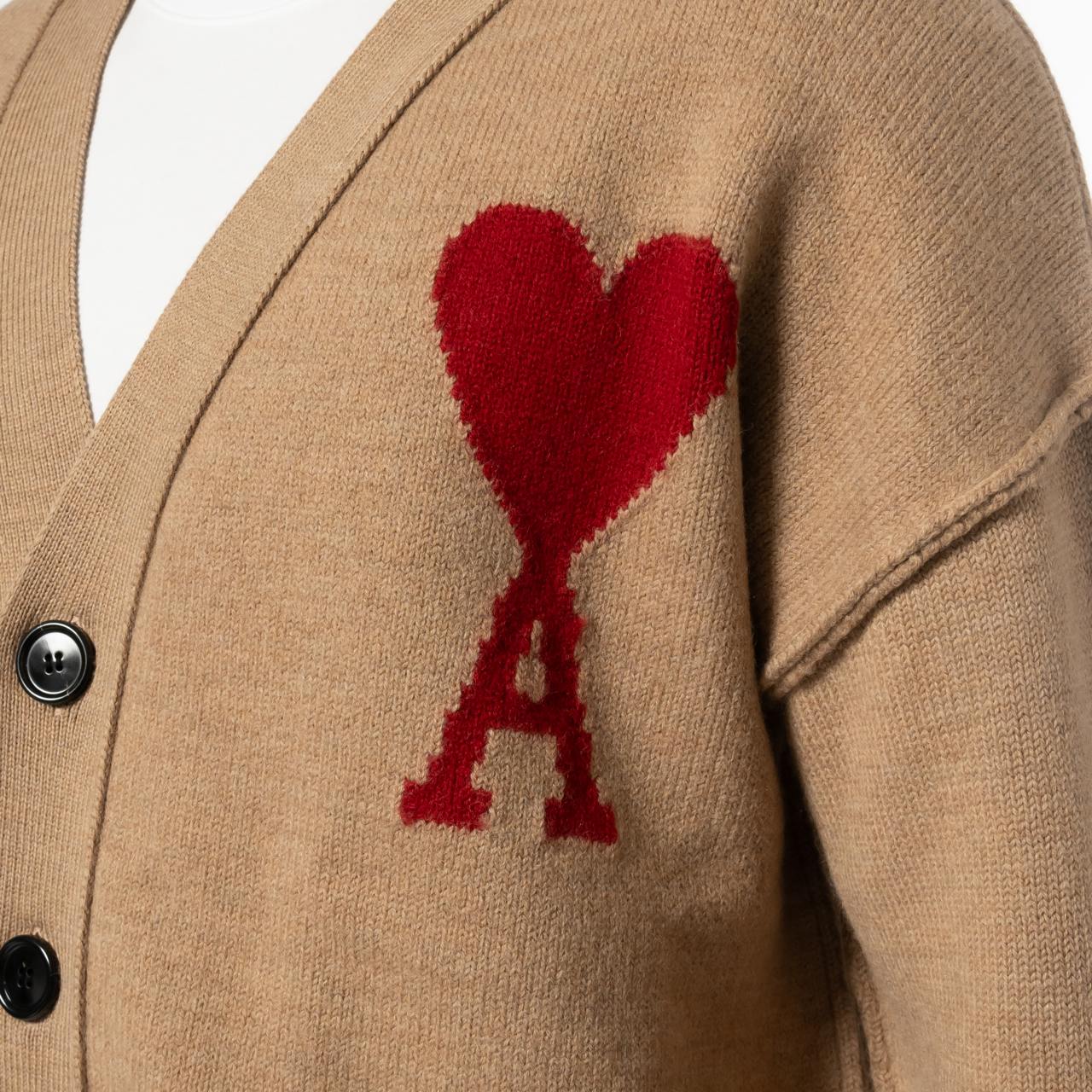 トップス AMI PARIS RED Ami de Coeur CARDIGAN AMI Paris Red Ami de Cœur Cardigan AMI