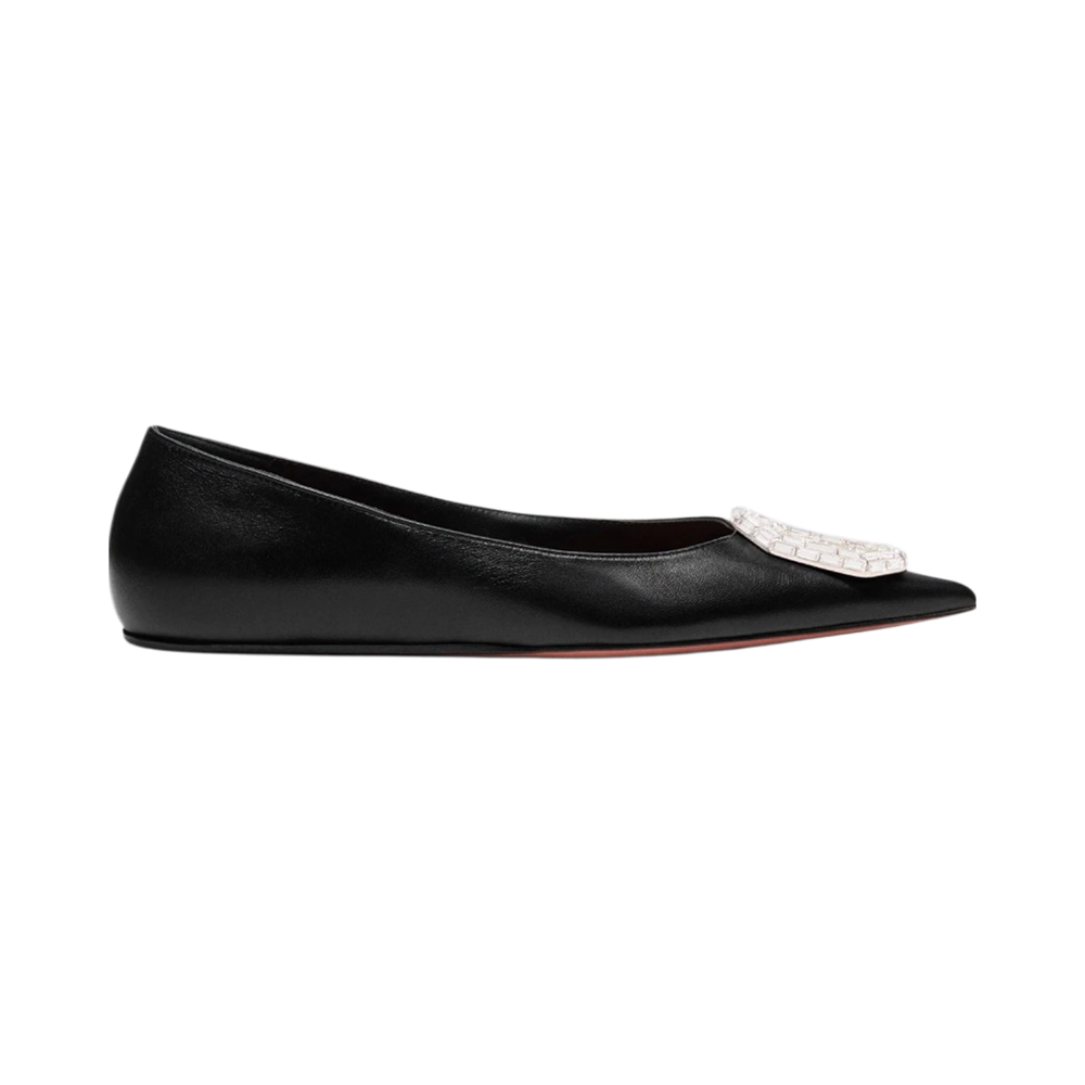 Amina Muaddi Camelia Nappa Flat Shoes Black – voilà.id