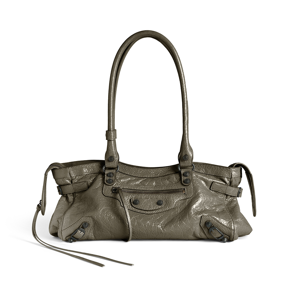 Le City Bag East-West in Arena Storico Lambskin Army Green