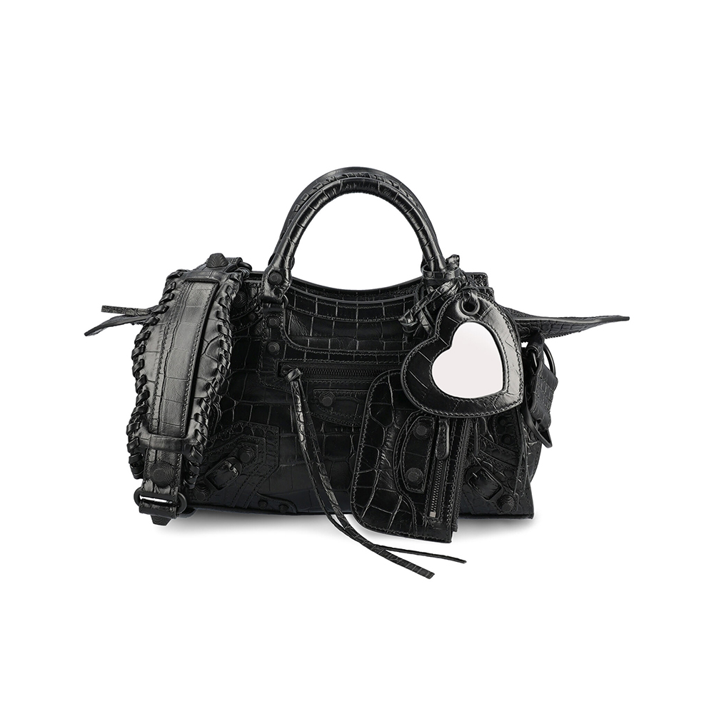Balenciaga Neo Cagole XS Bag Croco Lambskin Leather Black – voilà.id