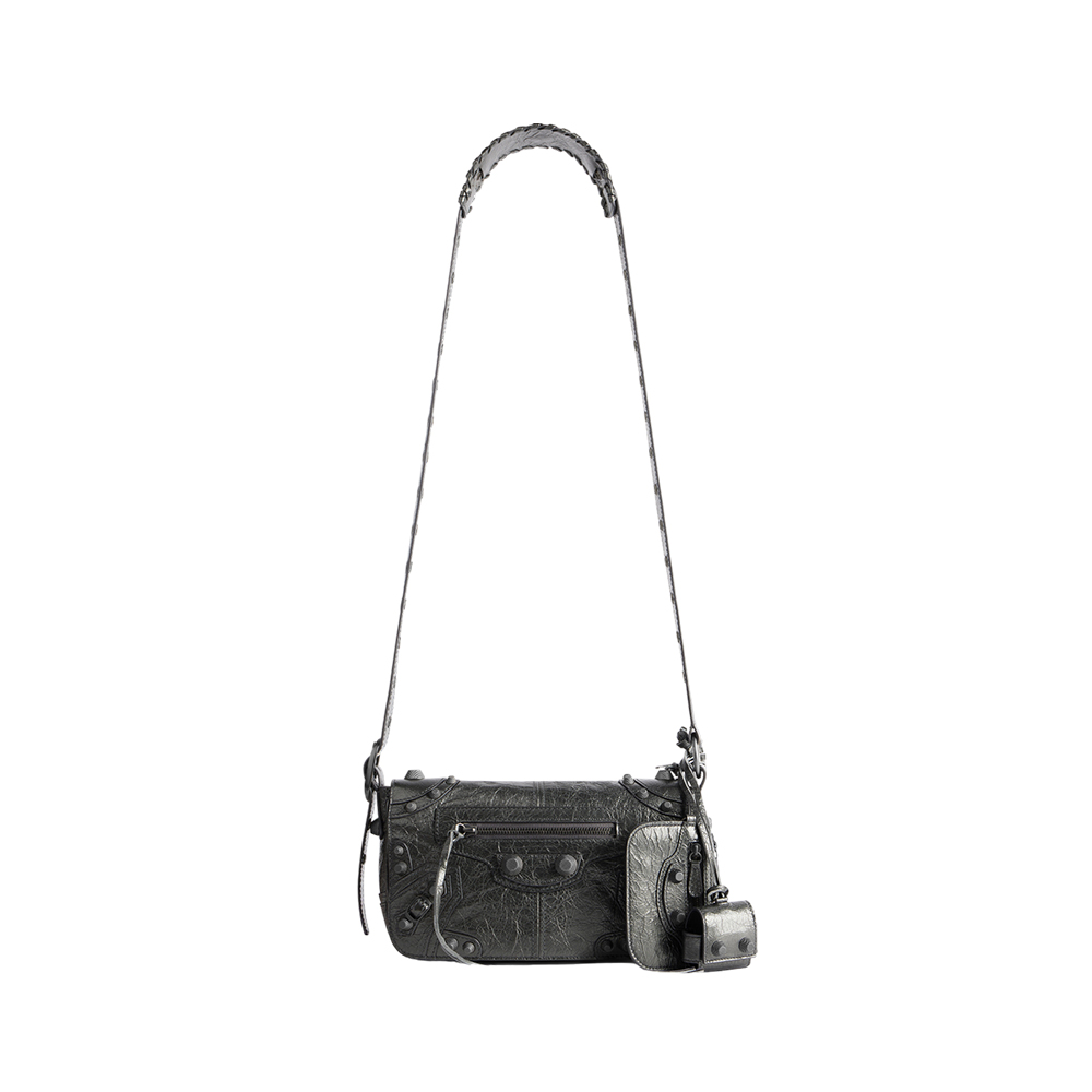 Balenciaga Le Cagole XS Flap Bag Metallized in Metalics Grey Men voila.id
