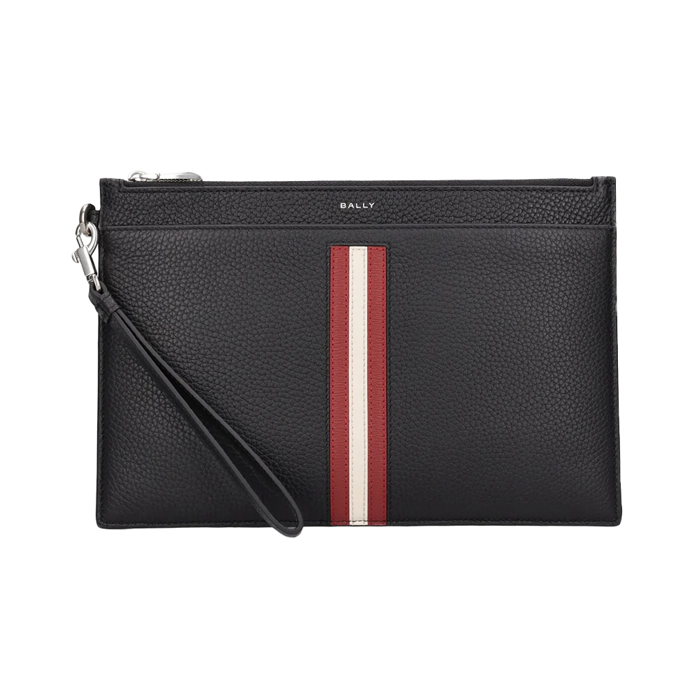 Signature Slide in Black Leather with a Bally Ribbon