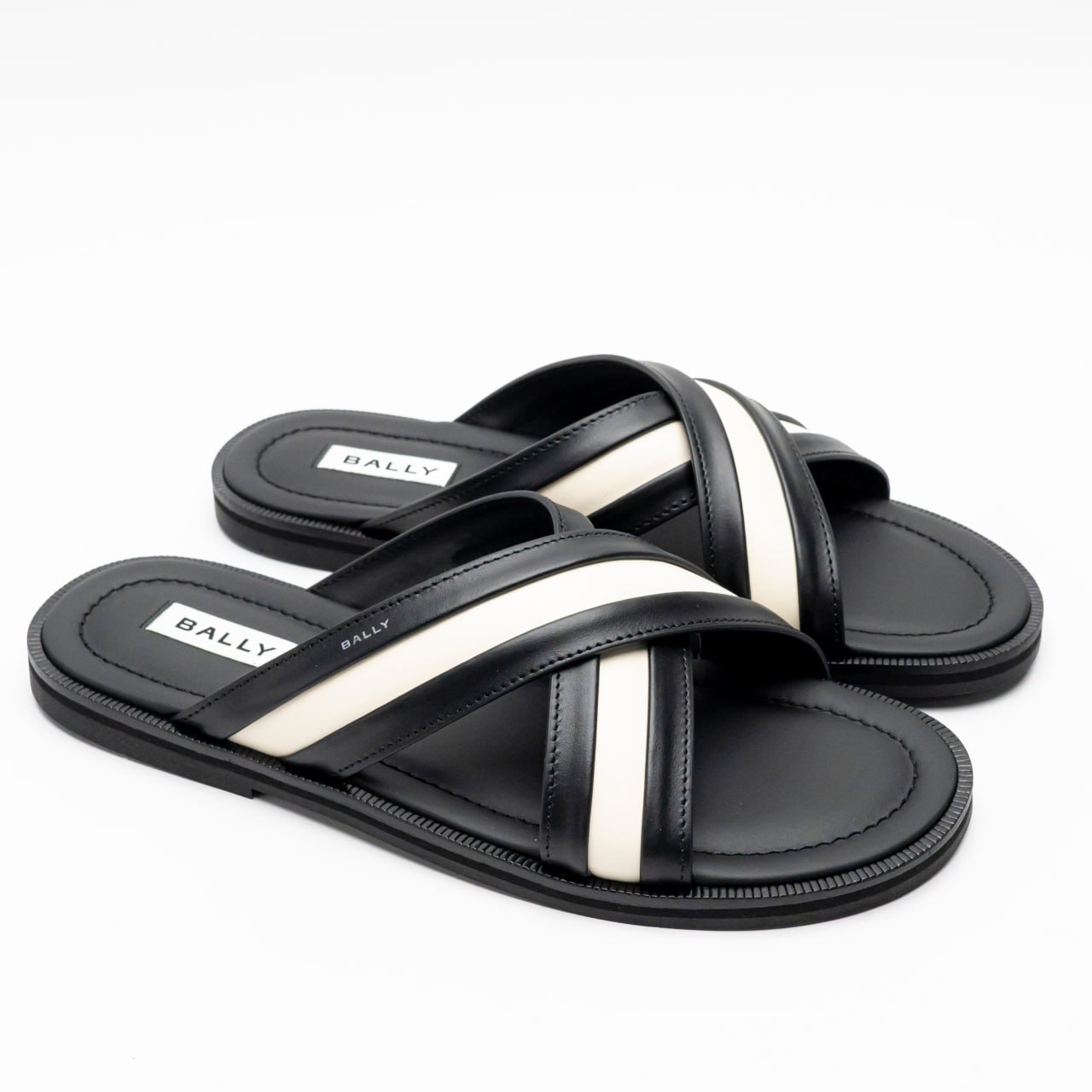 Bally Gherry Sandals Calfskin Black White – voilà.id
