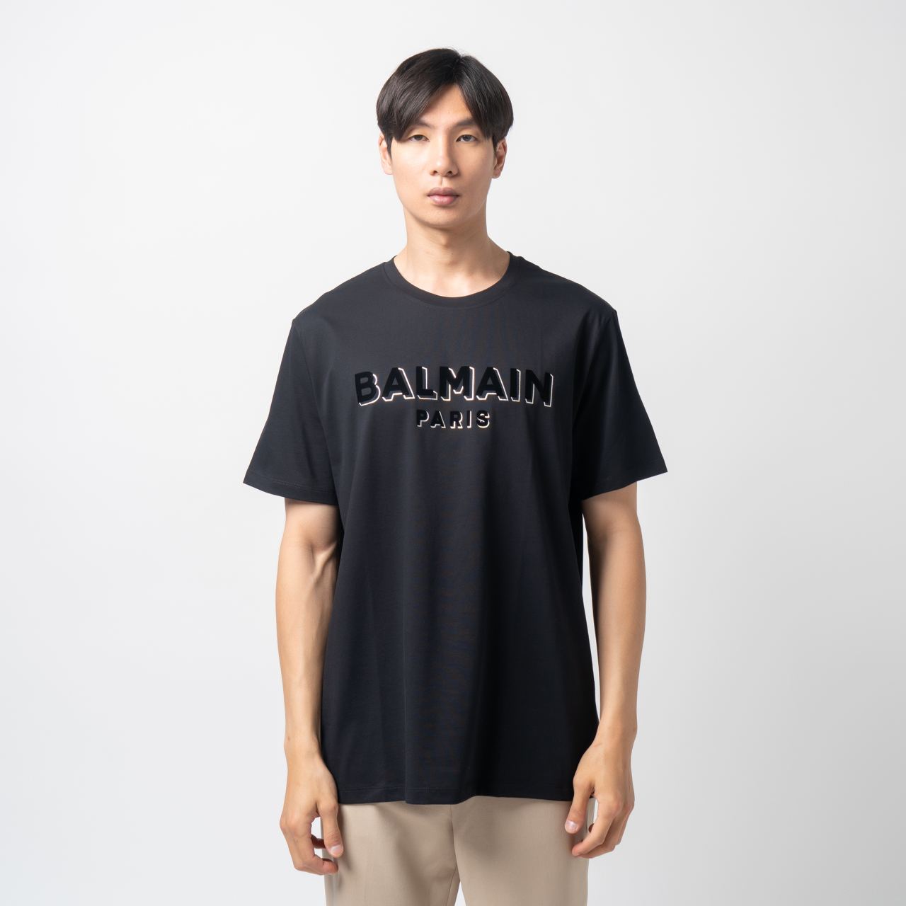 【関税込み】Balmain カーキ リフレクティブ Tシャツ ガーメントダイコットンジャ－ジープリントTシャツ｜REPLAY
