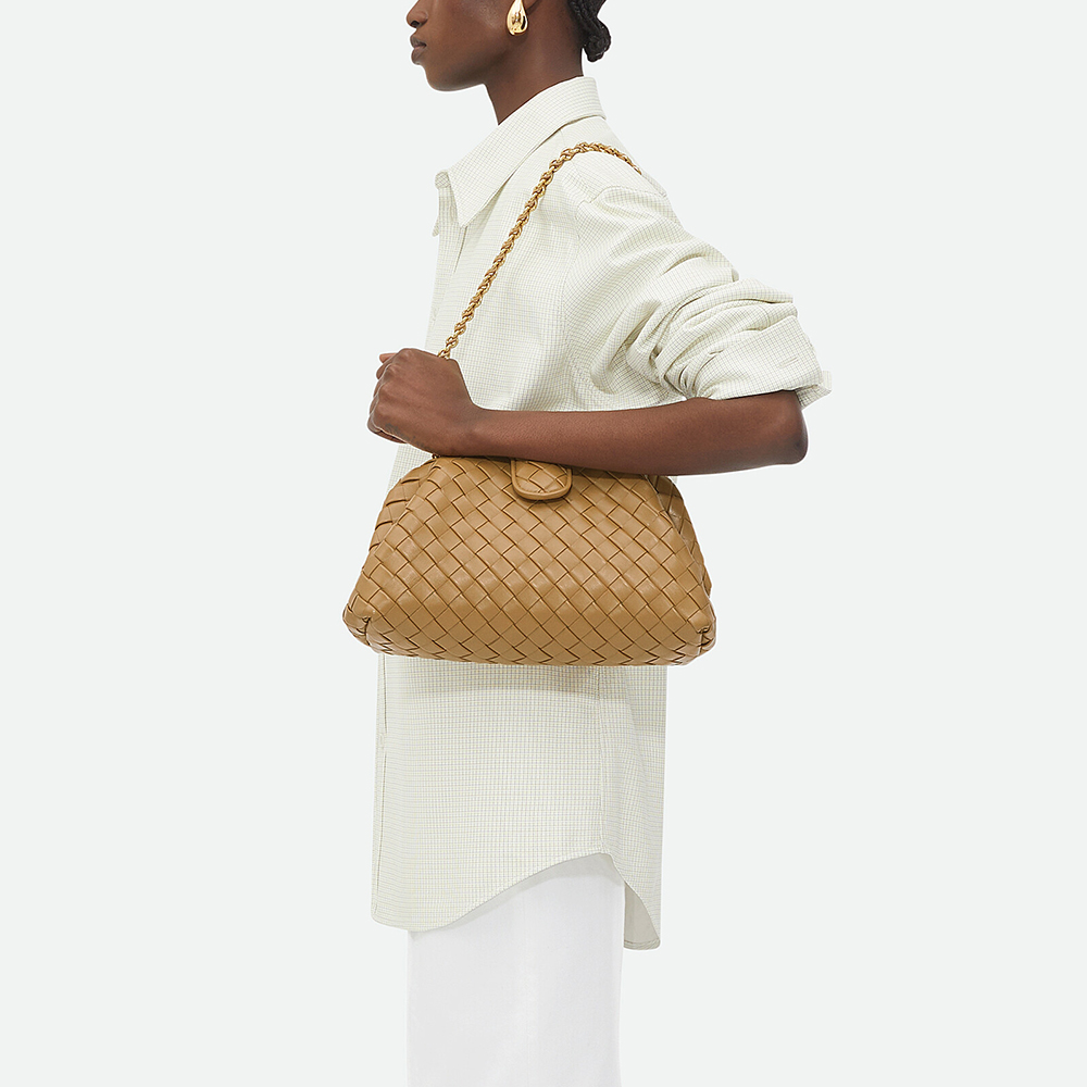 Bottega Veneta Teen Lauren 1980 with Chain Dark Praline