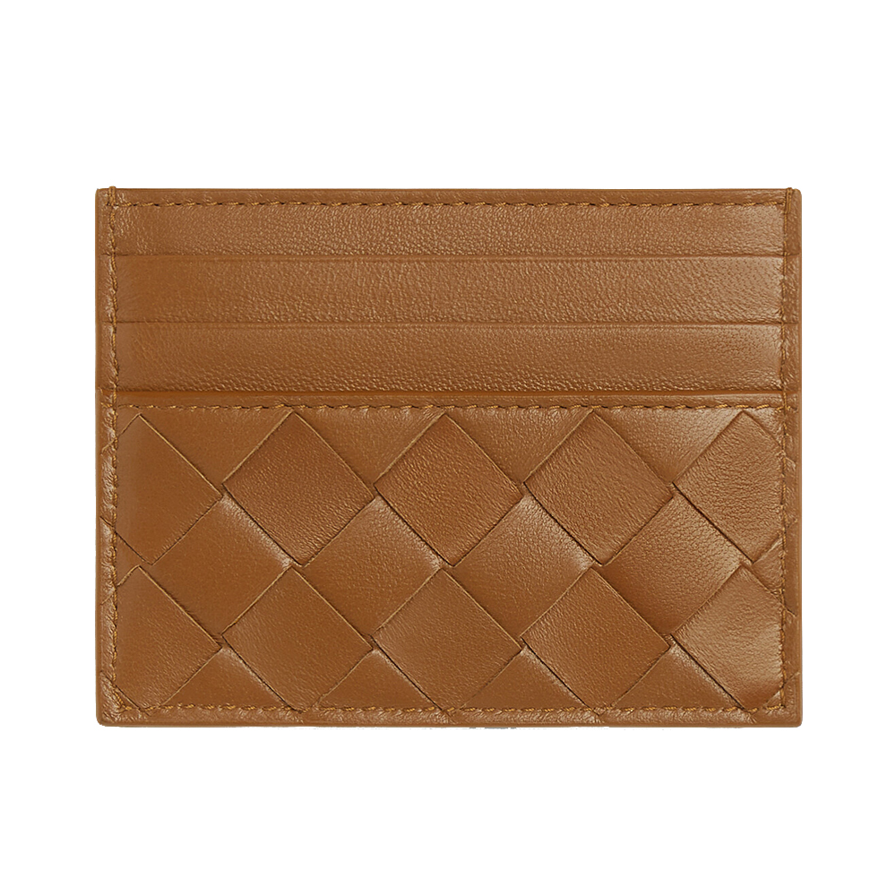 Bottega Veneta Intrecciato Credit Card Case Lambskin Wood