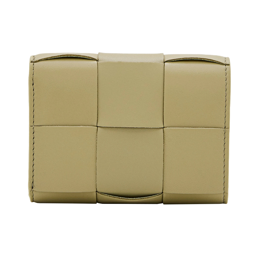 Bottega Veneta Cassette Tri-Fold Zip Wallet Travertine