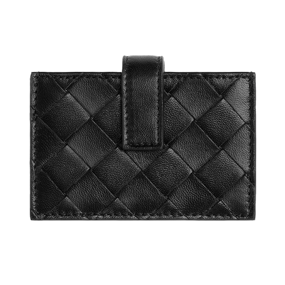 【BOTTEGA VENETA】Intrecciato Flap Card Holder Black Intrecciato leather card holder in black - Bottega Veneta