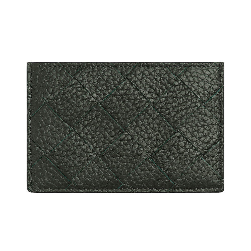 Bottega Veneta Intrecciato Grained Card Case Dark Green