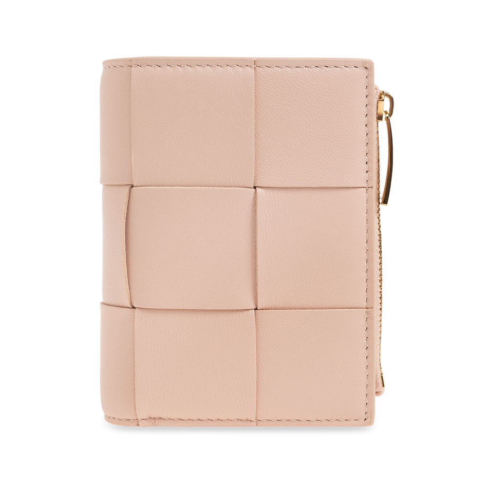 Bottega Veneta Small Cassette Bi-Fold Zip Wallet Light Pink – voilà.id
