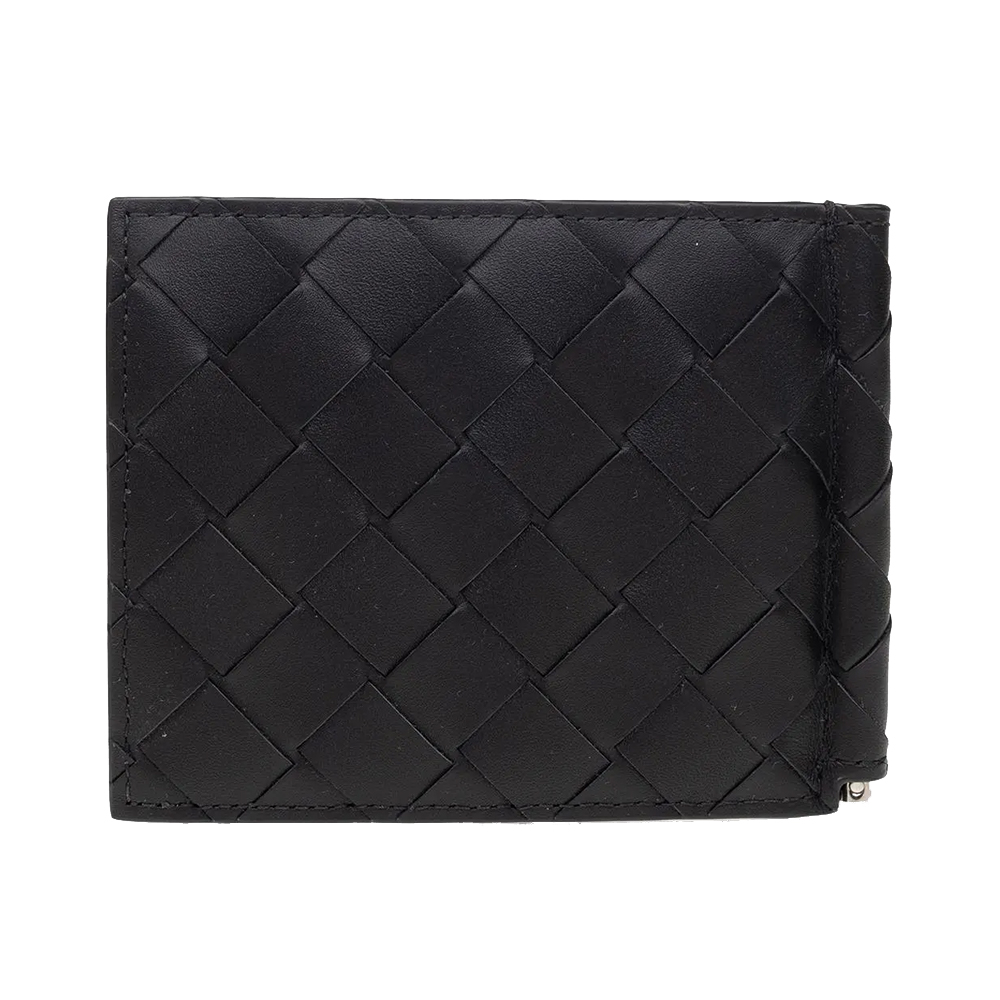 Bottega Veneta Card Holder with Money Clip Leather Black