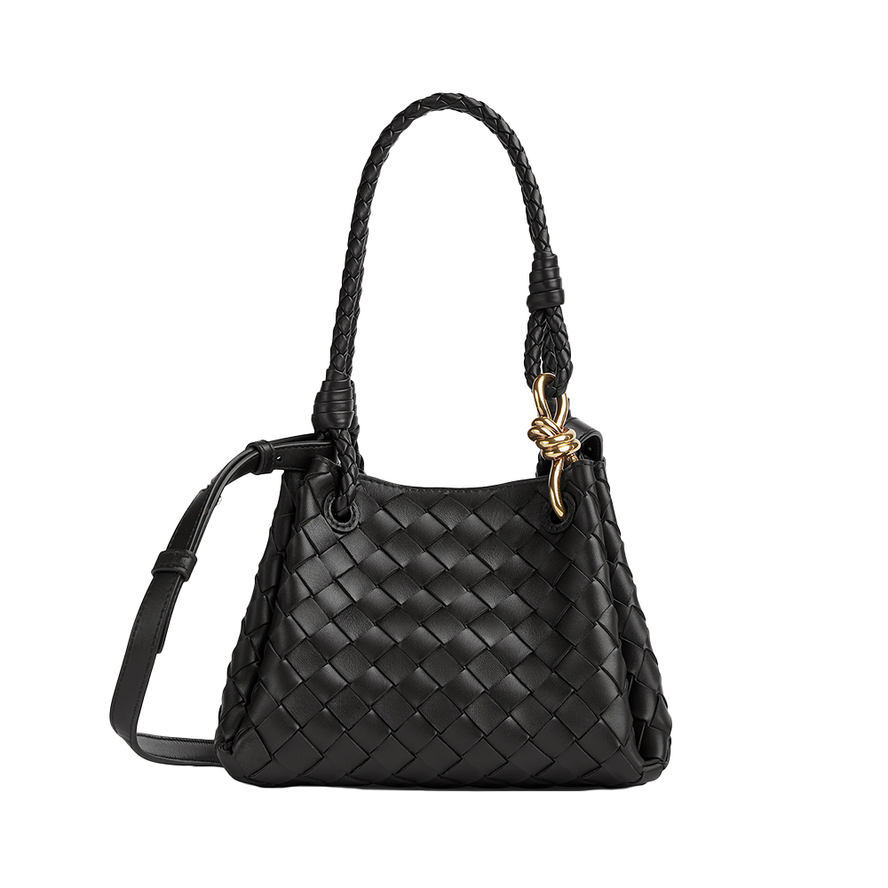 BOTTEGA VENETA 25S SMALL PARACHUTE 21 IN LIGHT GRAY CALFSKIN GOLD HARDWARE