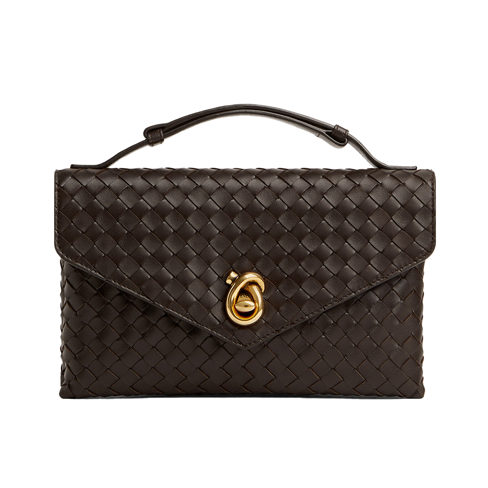 Bottega Veneta Knot Lock Intrecciato Leather Crossbody Bag Sea