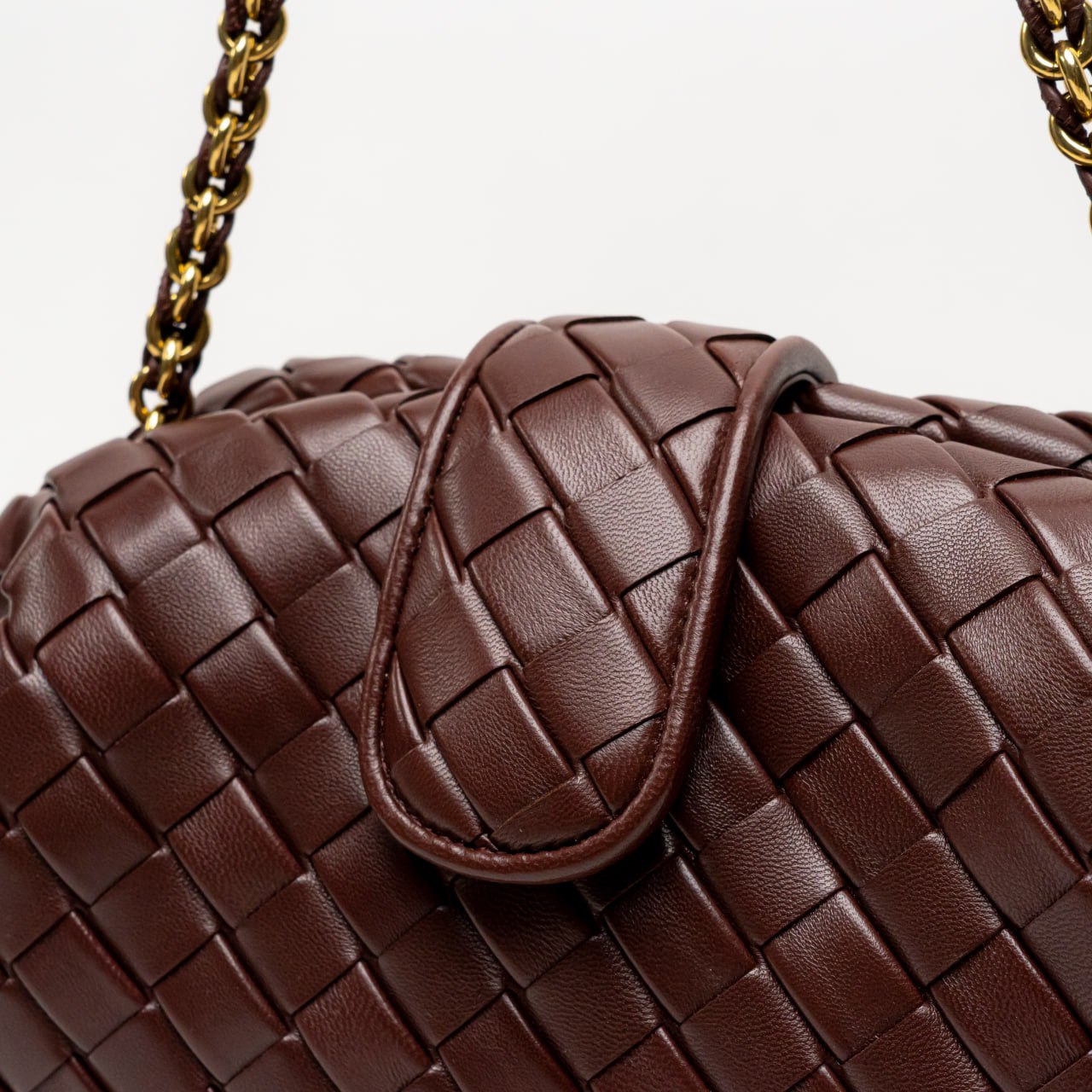 Bottega Veneta Teen Lauren 1980 with Chain Dark Praline