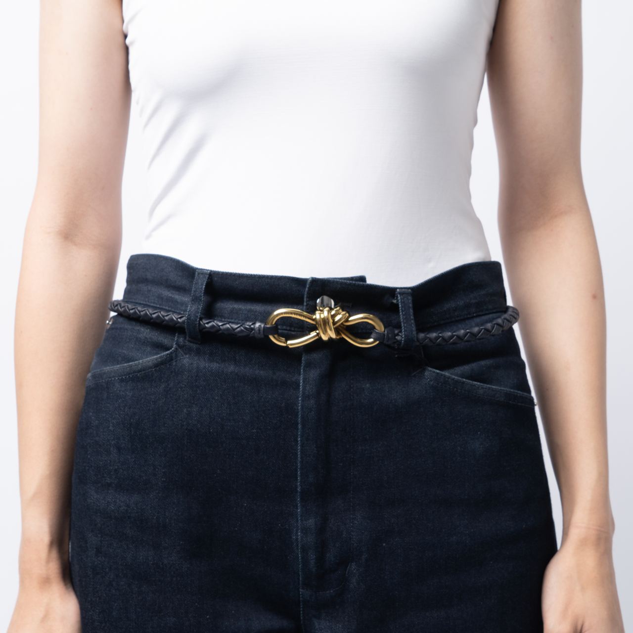 Bottega Veneta Intrecciato Nappa Elastic with Knot Detail Belt 9mm