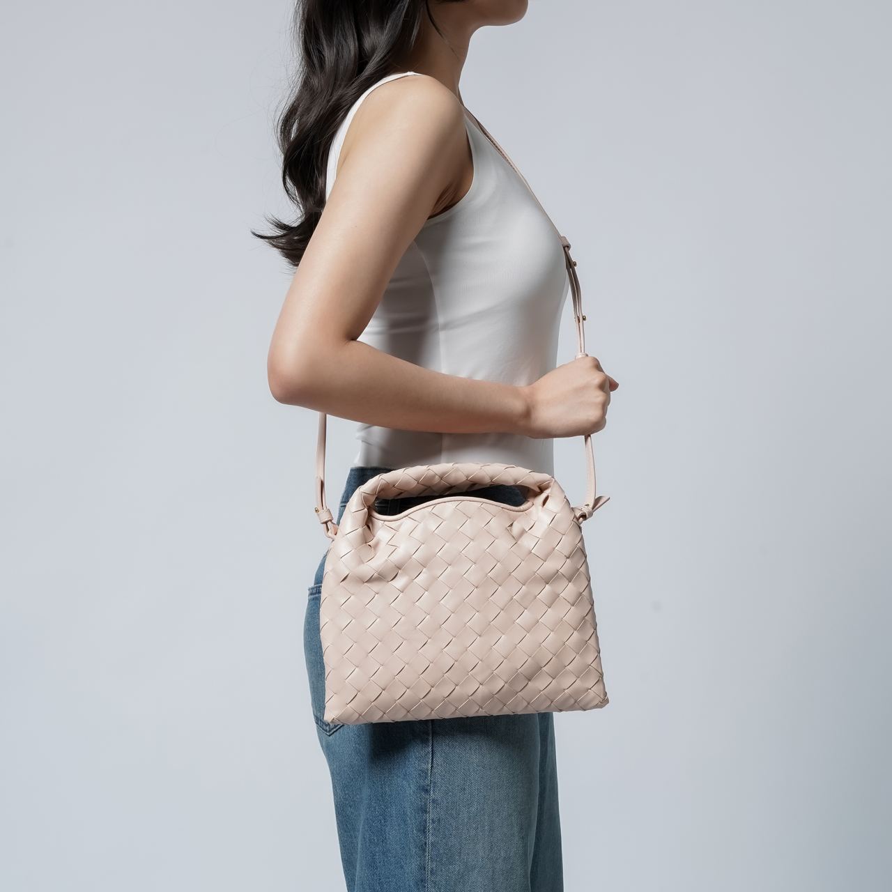Bottega Veneta Mini Hop Intrecciato Calfskin Leather