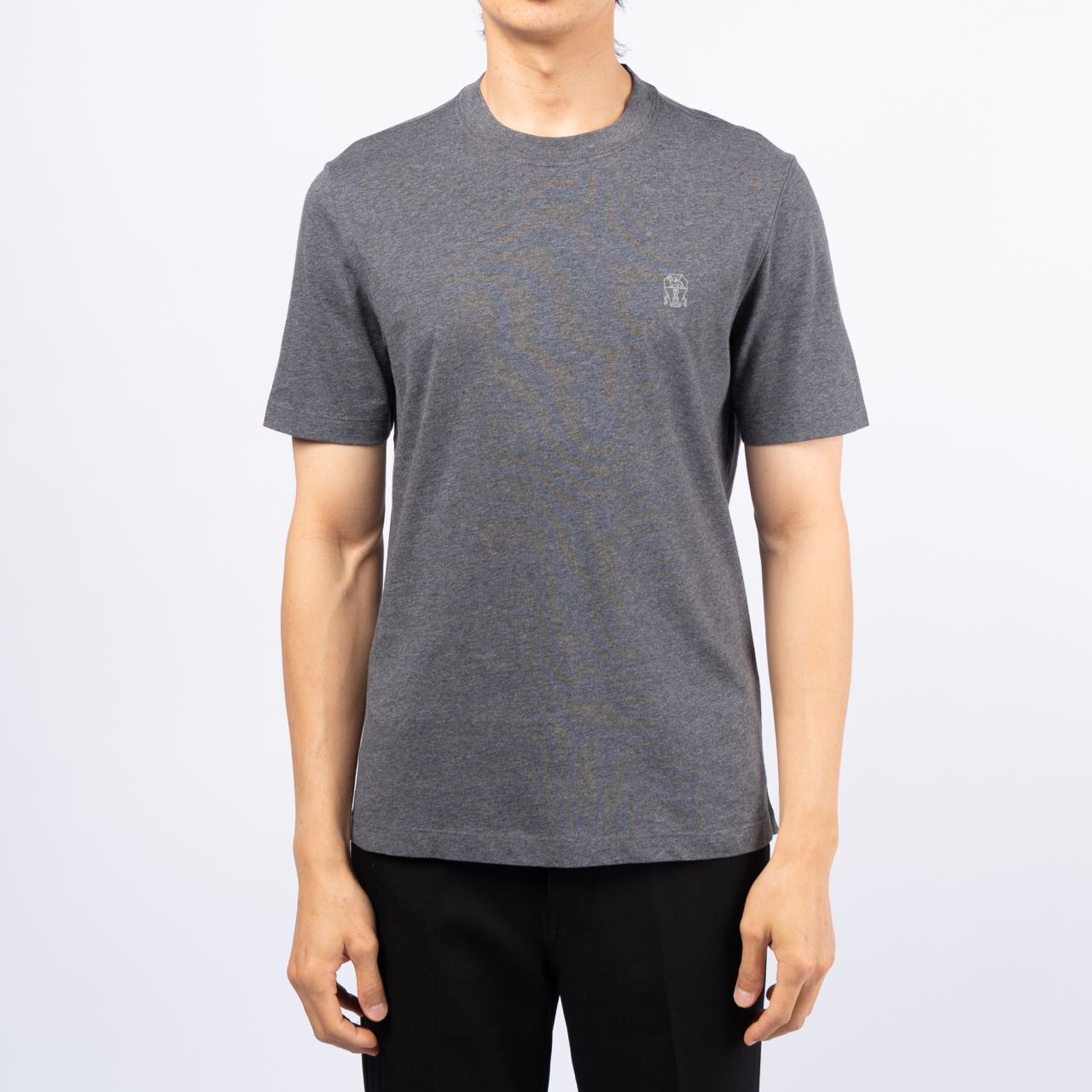 Brunello Cucinelli Printed Logo Cotton Jersey Crew Neck T