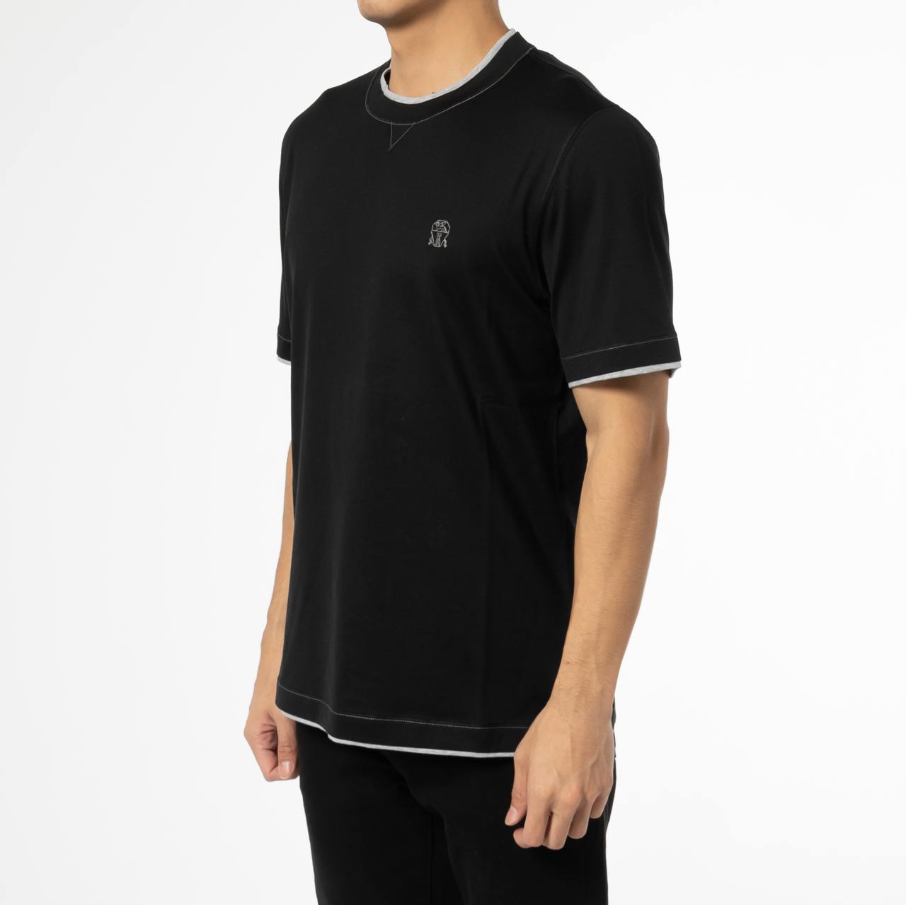 Brunello Cucinelli【関税送料込】ロゴジャージーTシャツ メンズ 向け ピンクグレープフルーツ ロゴ入り ジャージー T