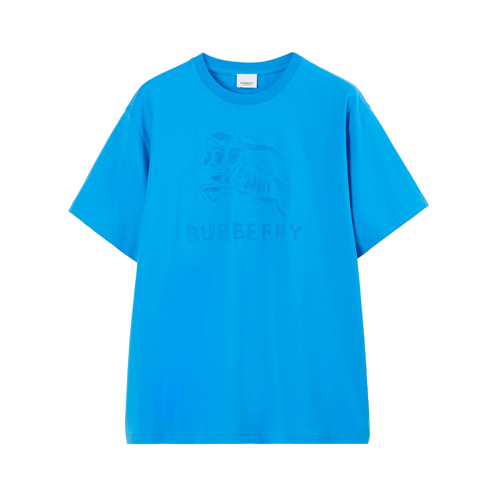 Burberry EKD Towelling Motif Cotton T-Shirt Bright Cerulean