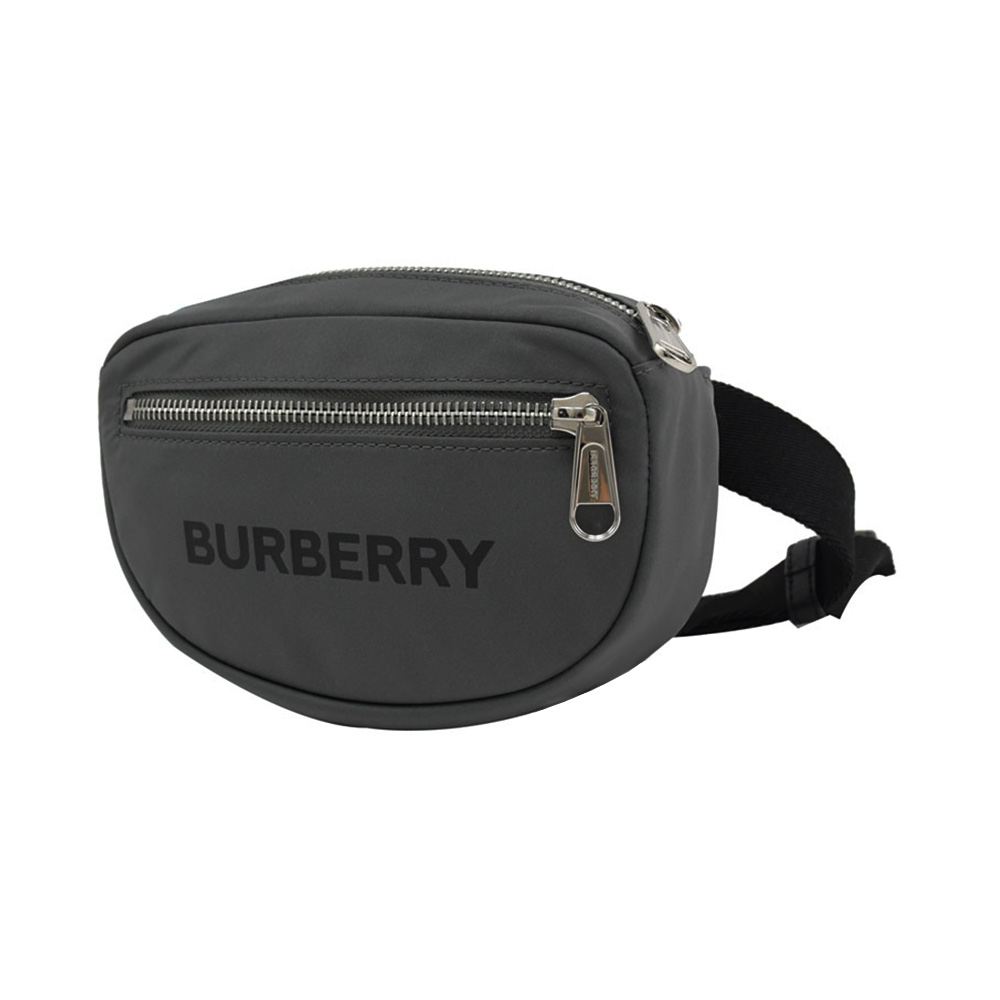 Burberry Logo Print Nylon Small Cannon Bum Bag Charcoal Grey