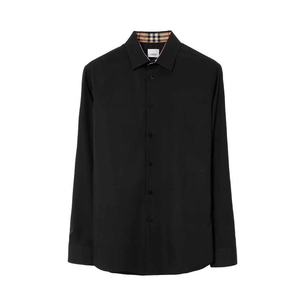 Burberry Embroidered EKD Stretch Cotton Shirt Black – voilà.id