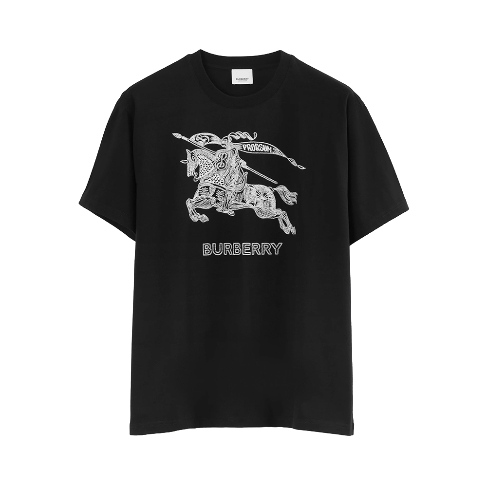 Burberry EKD Embroidered Lined Cotton T-Shirt Black – voilà.id
