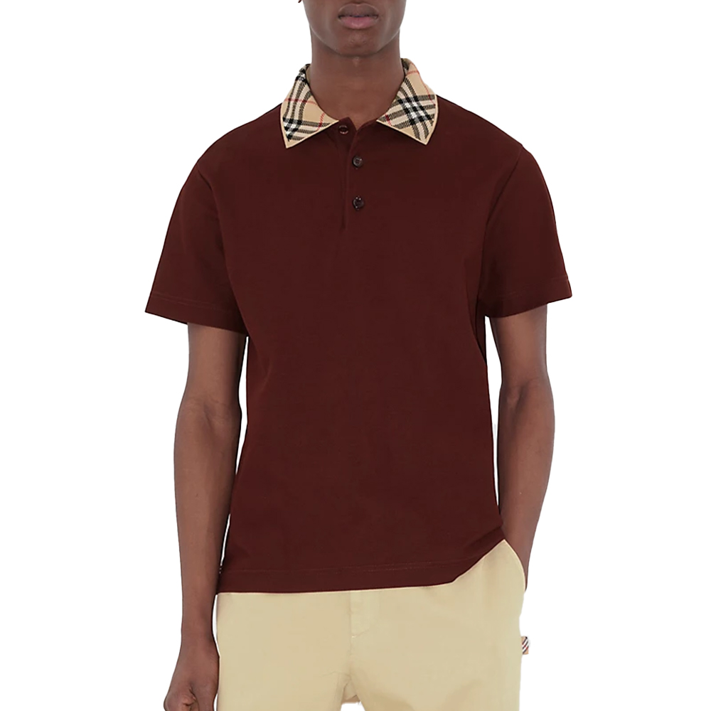 Burberry Check Collar Cotton Polo Shirt Box –