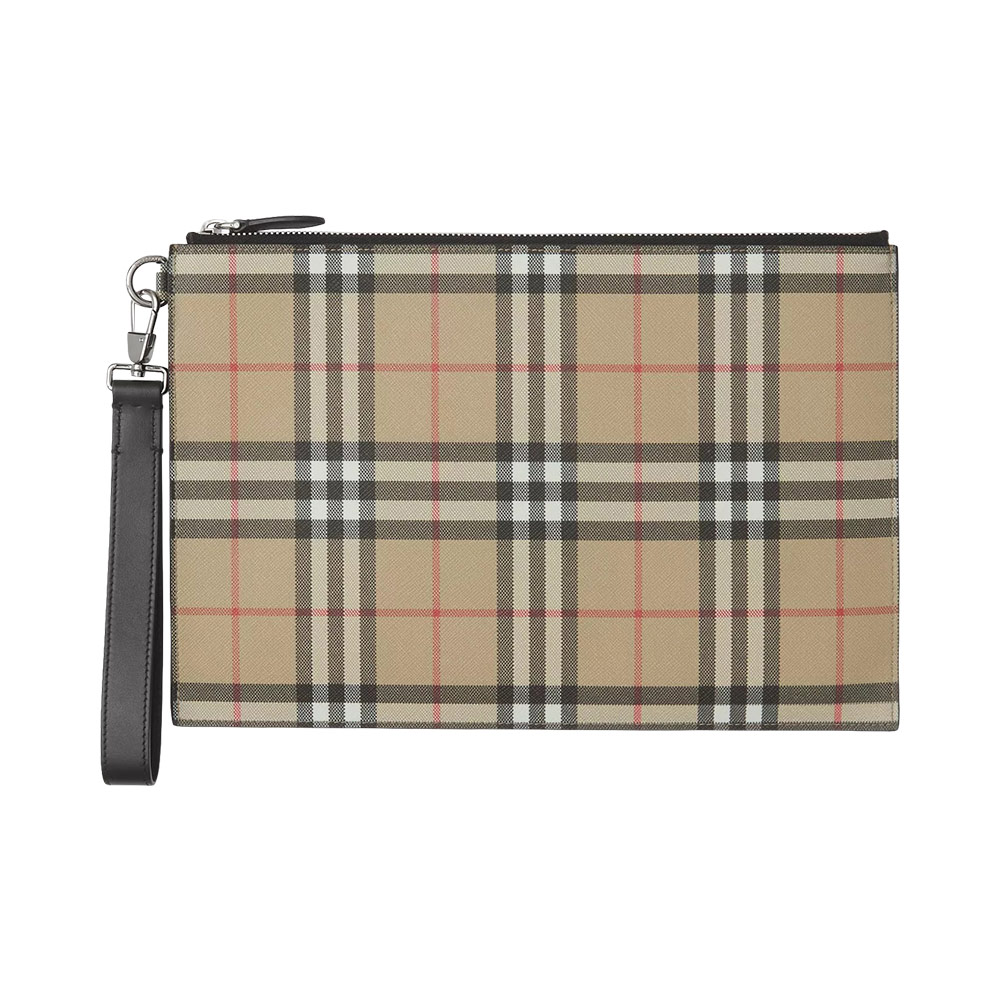 Burberry Vintage Check Zip Pouch Archive Beige – voilà.id
