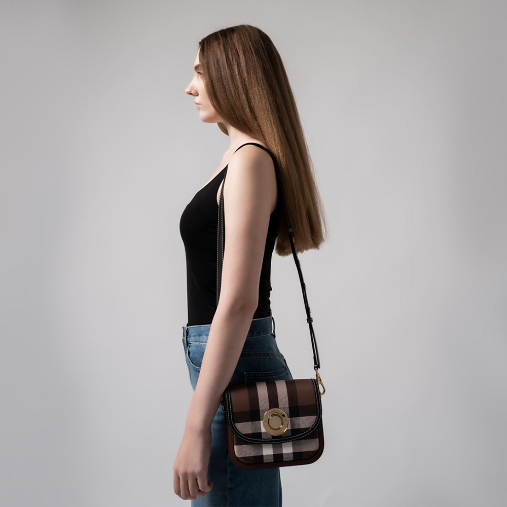 Burberry Elizabeth Check and Leather Small Crossbody Bag