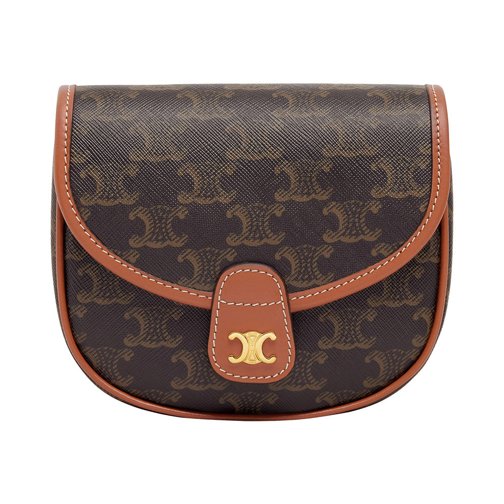 Take A Look About Mini Besace In Triomphe Canvas And Calfskin Tan