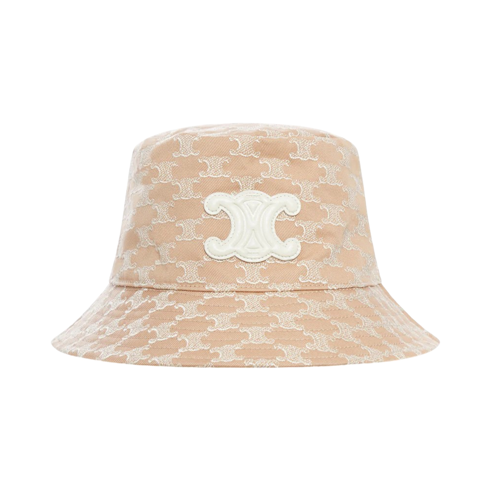 Celine Beige Triomphe Embroidered Wool Bucket Hat Celine Taupe Wool Knit Triomphe Bucket Hat Size TU | Yoogi main image 3