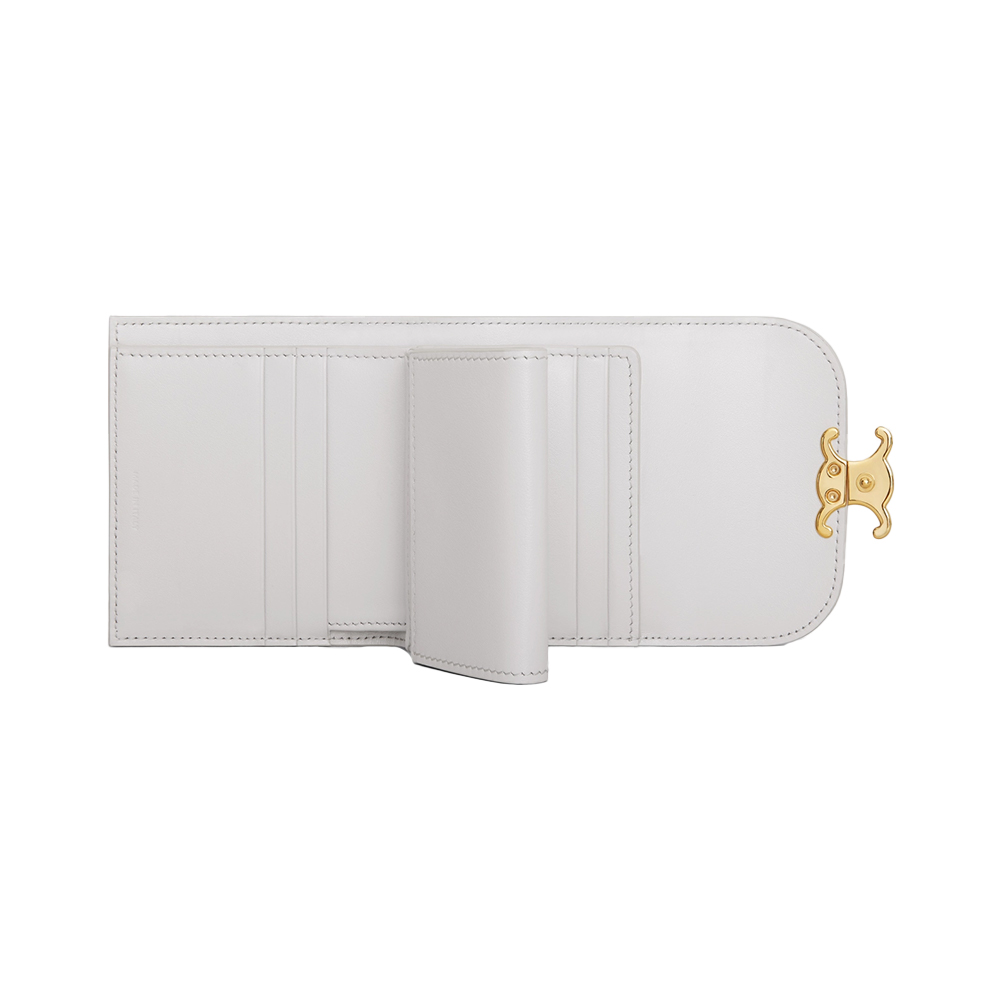 【CELINE 】 Triomphe small flap in shiny calfskin wallet Women's Triomphe small flap in shiny calfskin wallet