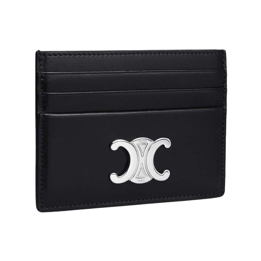 ☆☆CELINE☆☆ [Domestic/Same Day]24FW 10L833DPV 38DI Celine CARD HOLDER TRIOMPHE IN Shiny calfskin - BLACK | CELINE