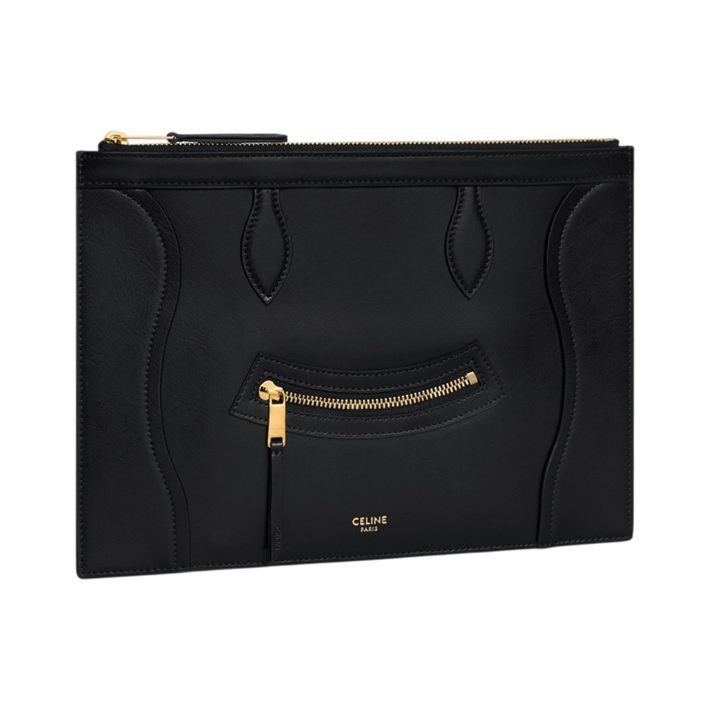 Celine Medium Pouch in Glossy Calfskin Black – voilà.id