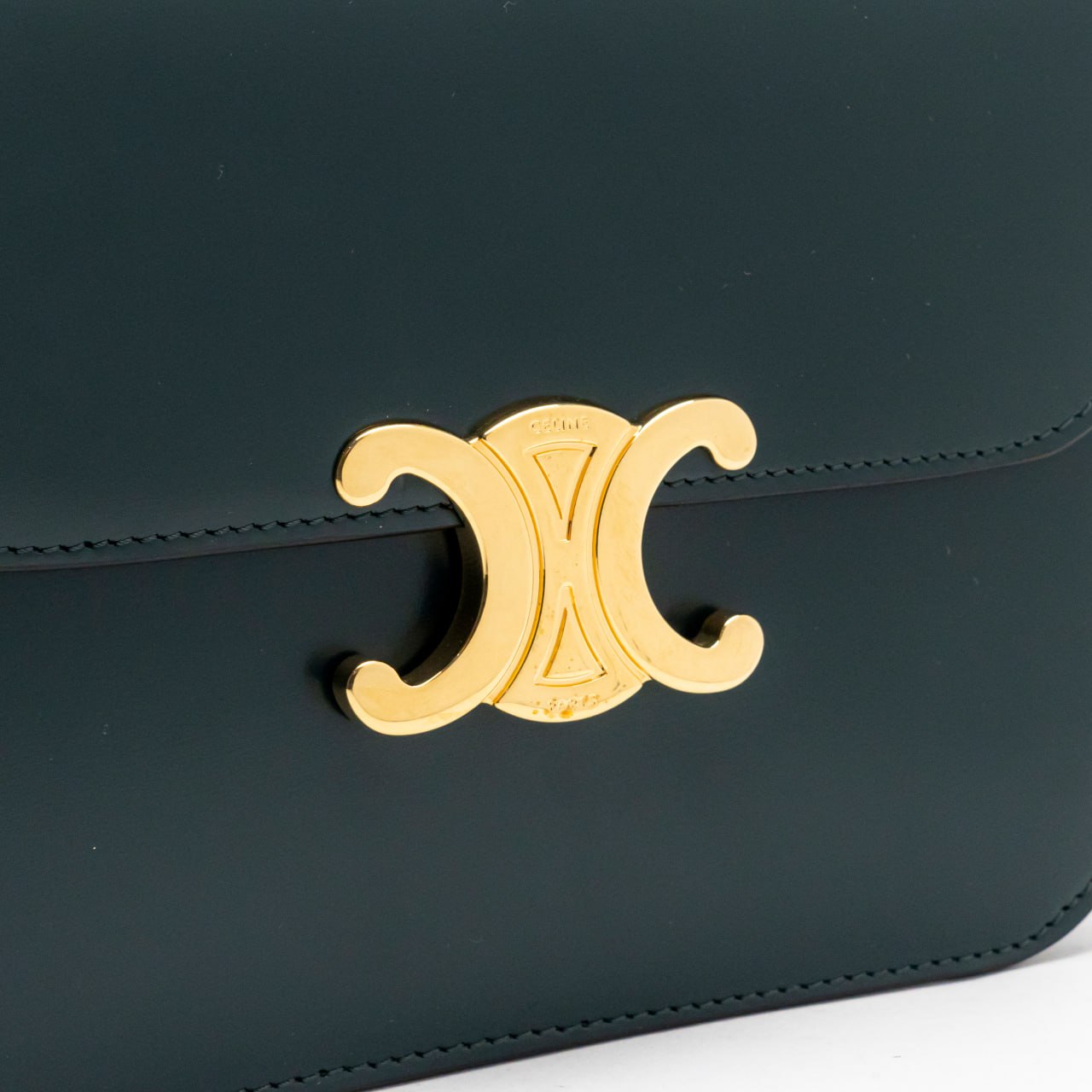 Celine College Triomphe Shiny Calfskin Shoulder Bag Amazone