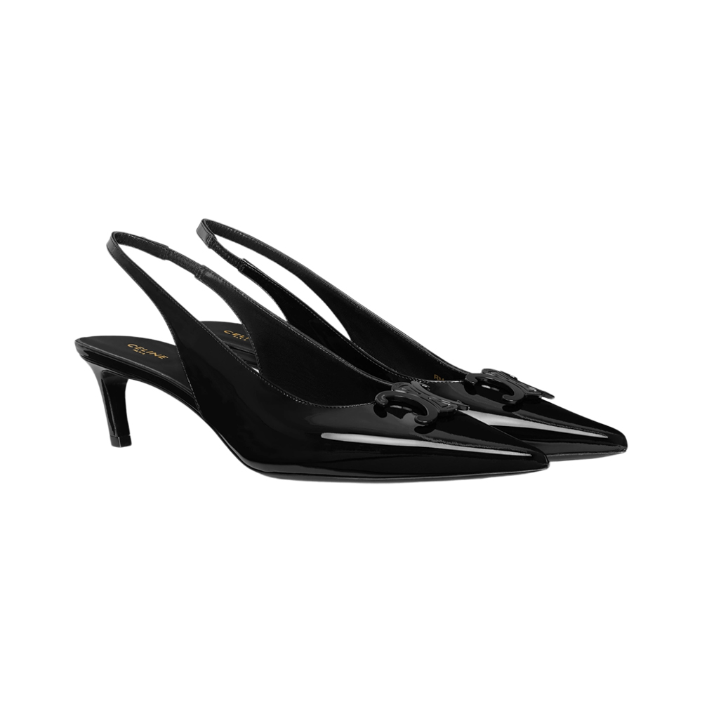 関税込 CELINE ALMA TRIOMPHE SLINGBACK in PATENT CALFSKIN CELINE ALMA TRIOMPHE FLAT SLINGBACK in PATENT CALFSKIN