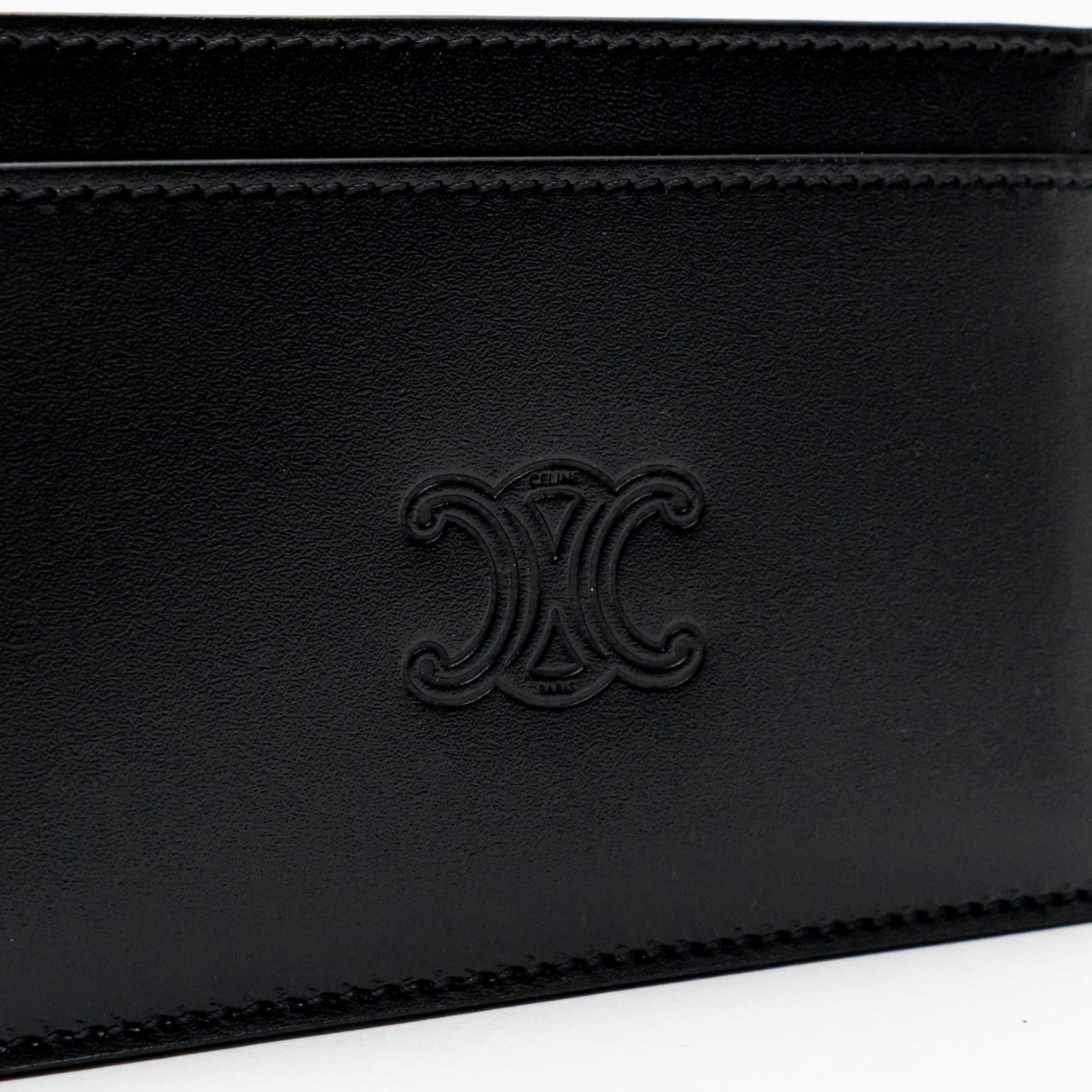 ☆☆CELINE☆☆ 23FW logo printing card wallet black 10B703 D Celine Card Holder Satinated Calfskin Triomphe Embossed