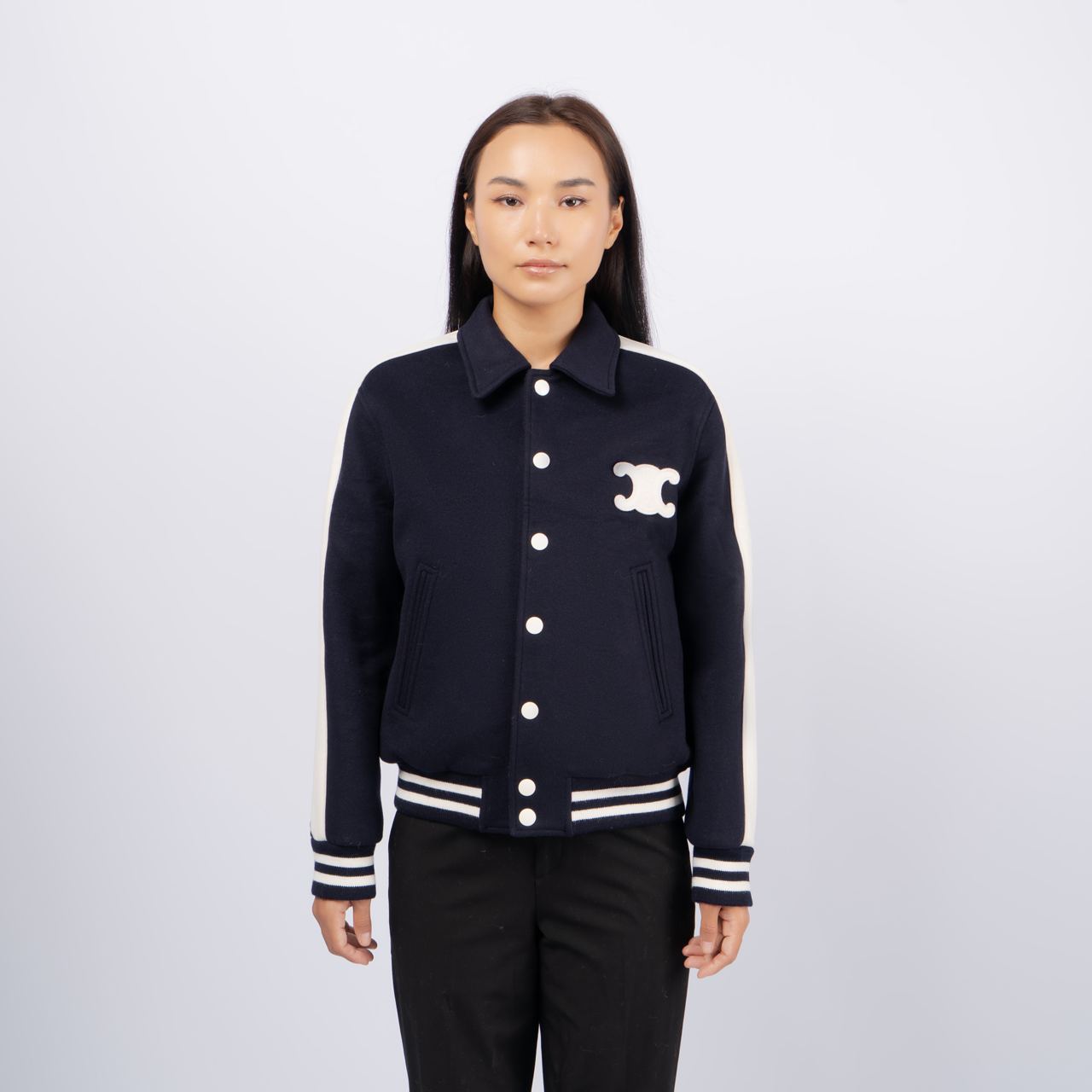 TRIOMPHE TEDDY JACKET IN DOUBLE FACE CASHMERE ジャケット TRIOMPHE TEDDY JACKET IN DOUBLE FACE CASHMERE - NAVY | CELINE