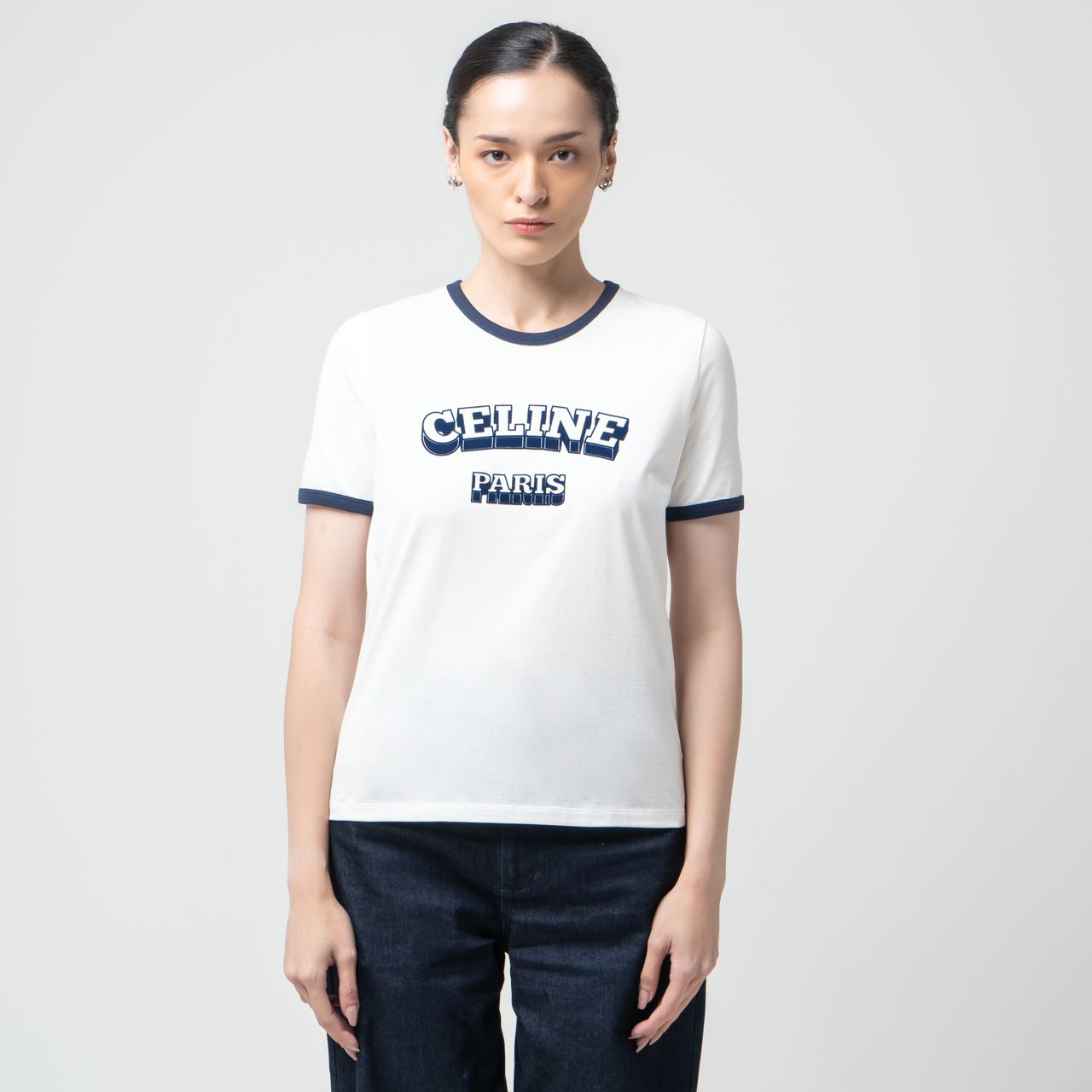 Celine Paris 70's T-Shirt Off White/Navy – voilà.id